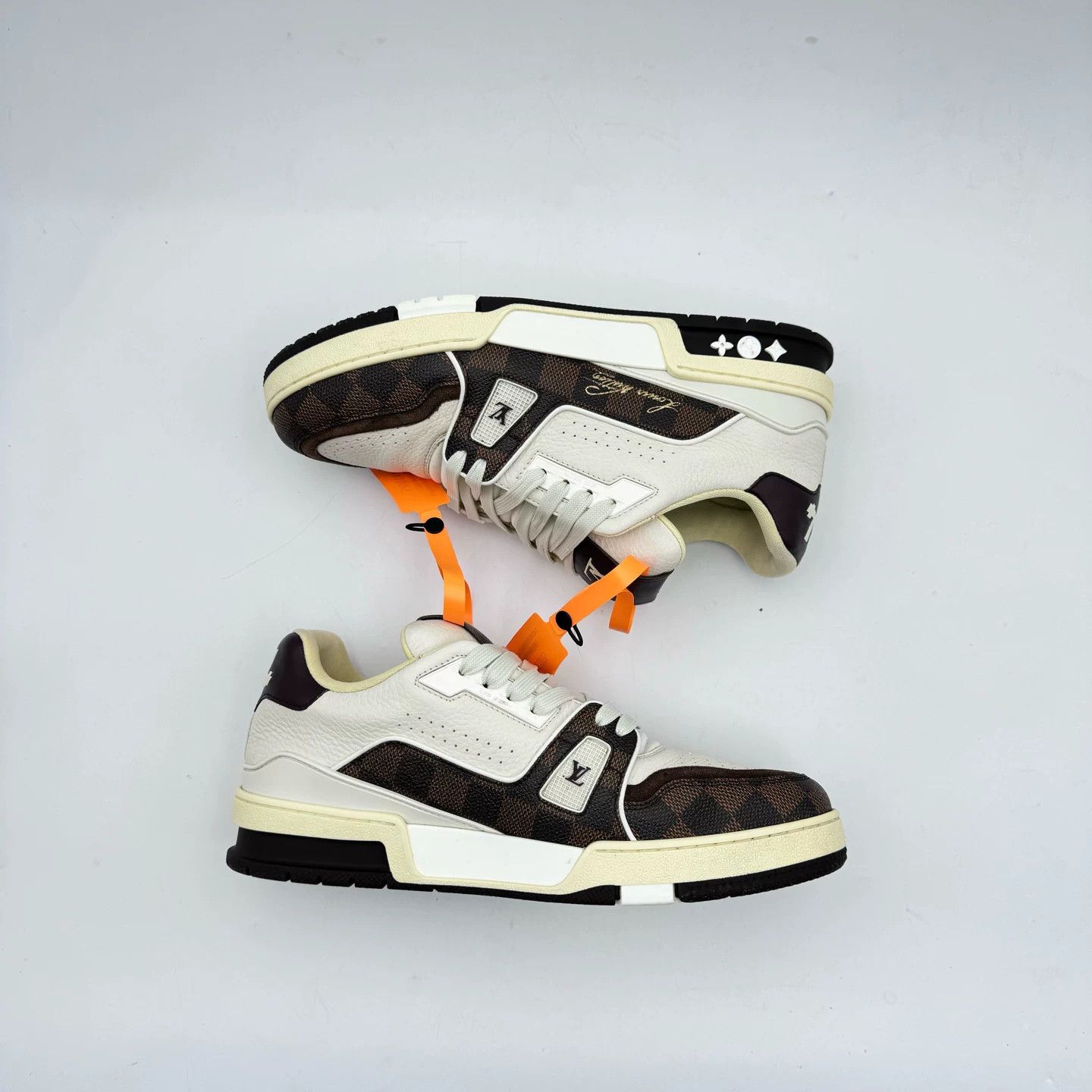 Louis Vuitton LV Trainer White Brown Check Size 7.5/41.5 Size US 8.5 / EU 41-42 - 4 Thumbnail