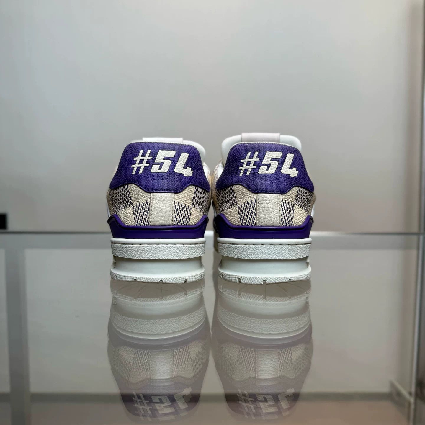 Louis Vuitton Louis Vuitton LV Trainer White Purple Checkerboard Size US 9.5 / EU 42-43 - 3 Thumbnail