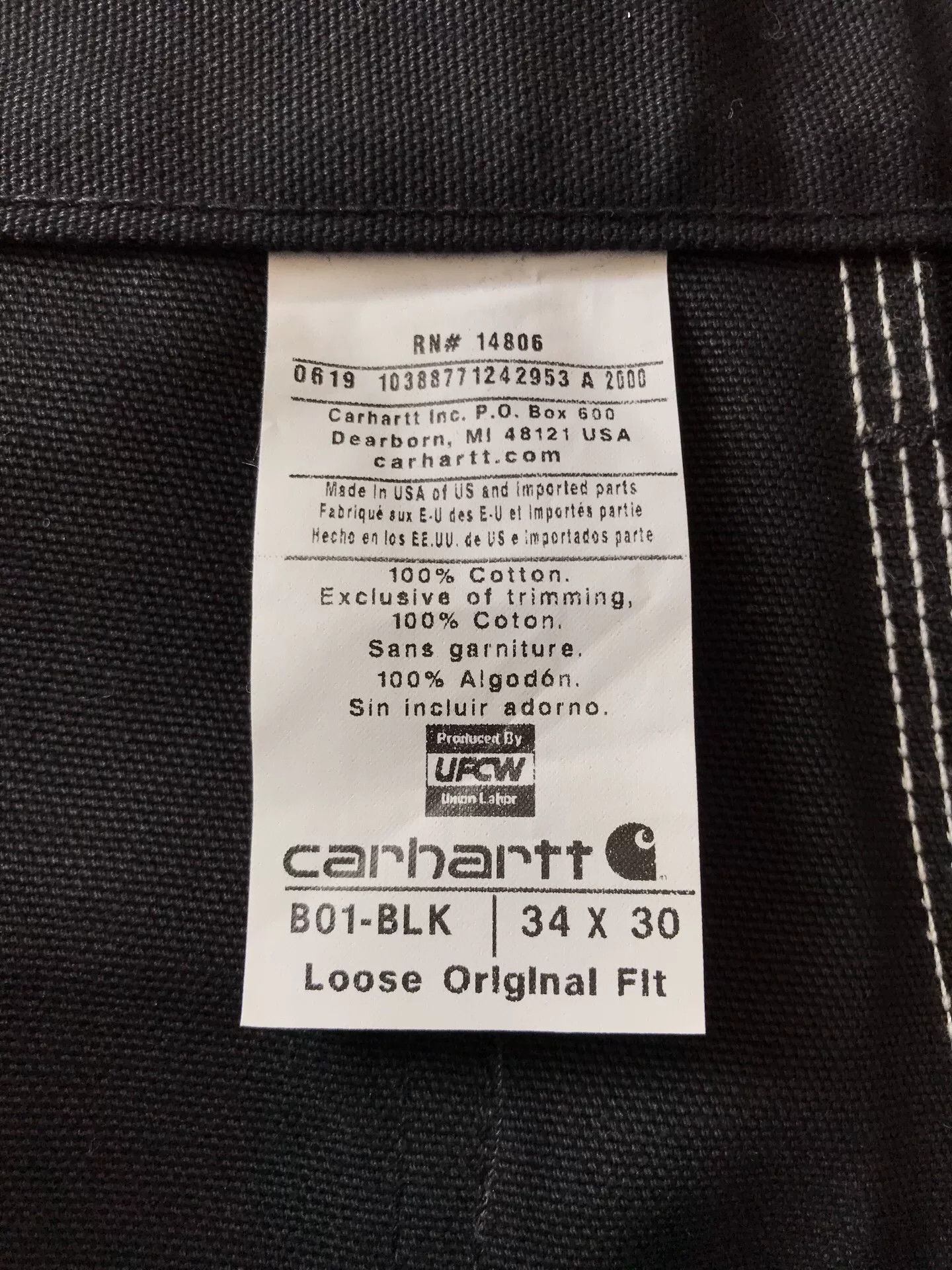 Carhartt Carhartt B01 BLK Canvas Work Pants Size US 34 / EU 50 - 9 Thumbnail