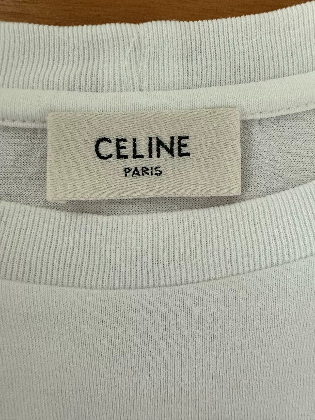 Celine Celine White Gold Embroidered Short-Sleeve T-Shirt Size S / US 4 / IT 40 - 3 Thumbnail