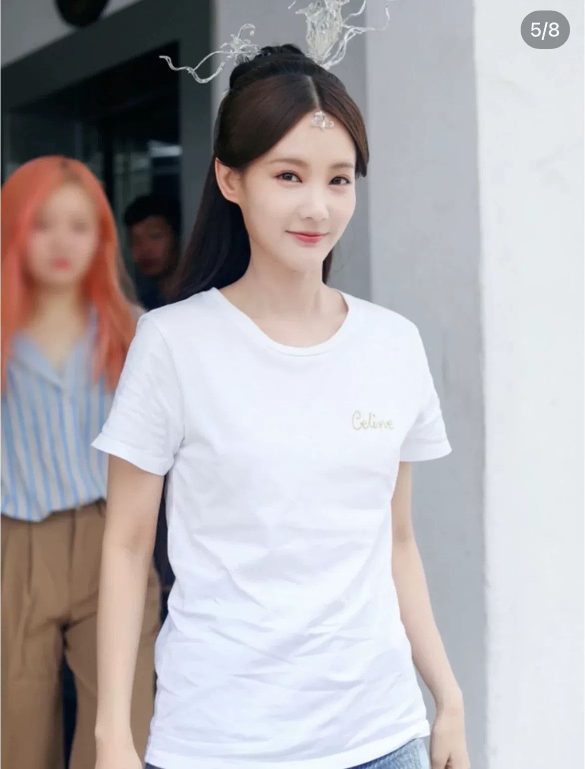Celine Celine White Gold Embroidered Short-Sleeve T-Shirt Size S / US 4 / IT 40 - 6 Thumbnail
