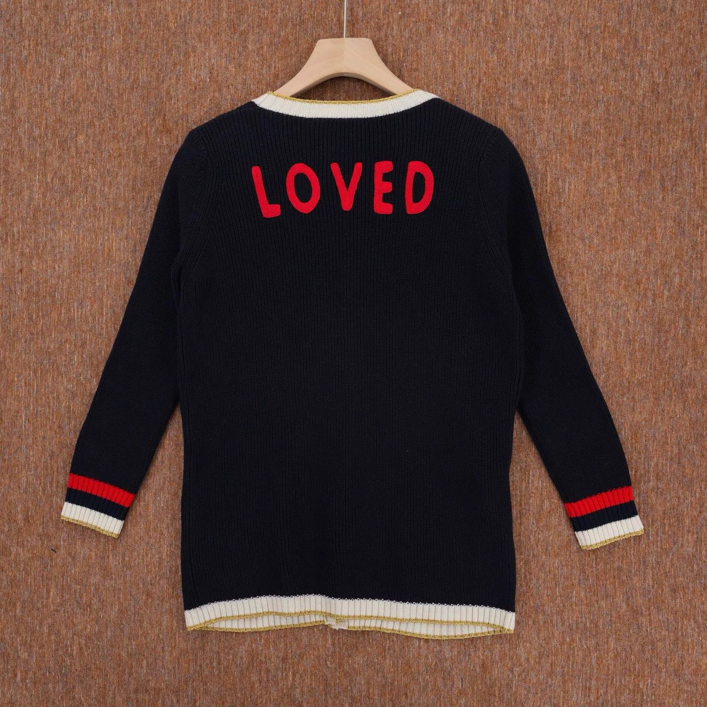 Gucci Gucci Navy Gold Thread Pearl Button Cardigan Size S / US 4 / IT 40 - 2 Thumbnail