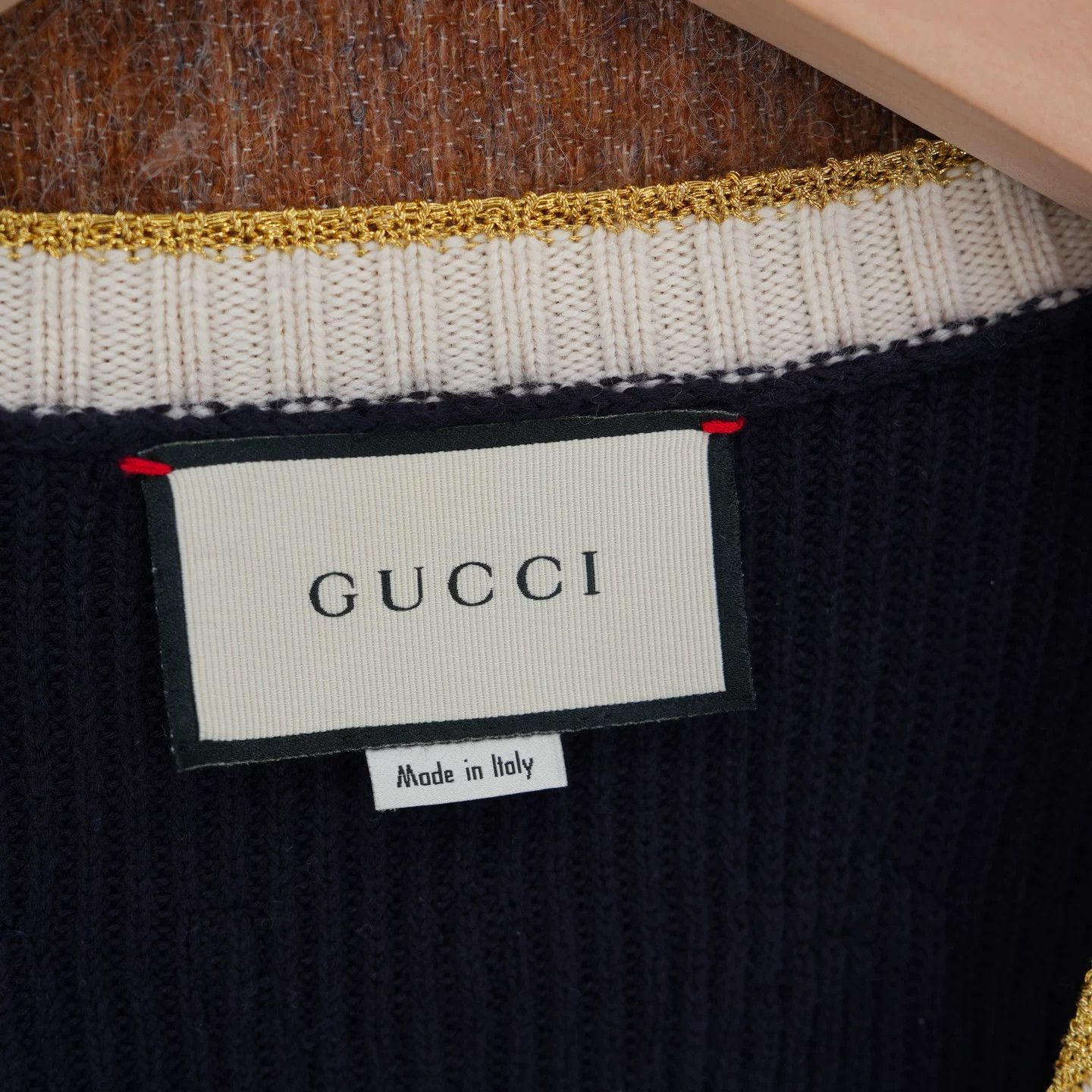 Gucci Gucci Navy Gold Thread Pearl Button Cardigan Size S / US 4 / IT 40 - 4 Thumbnail