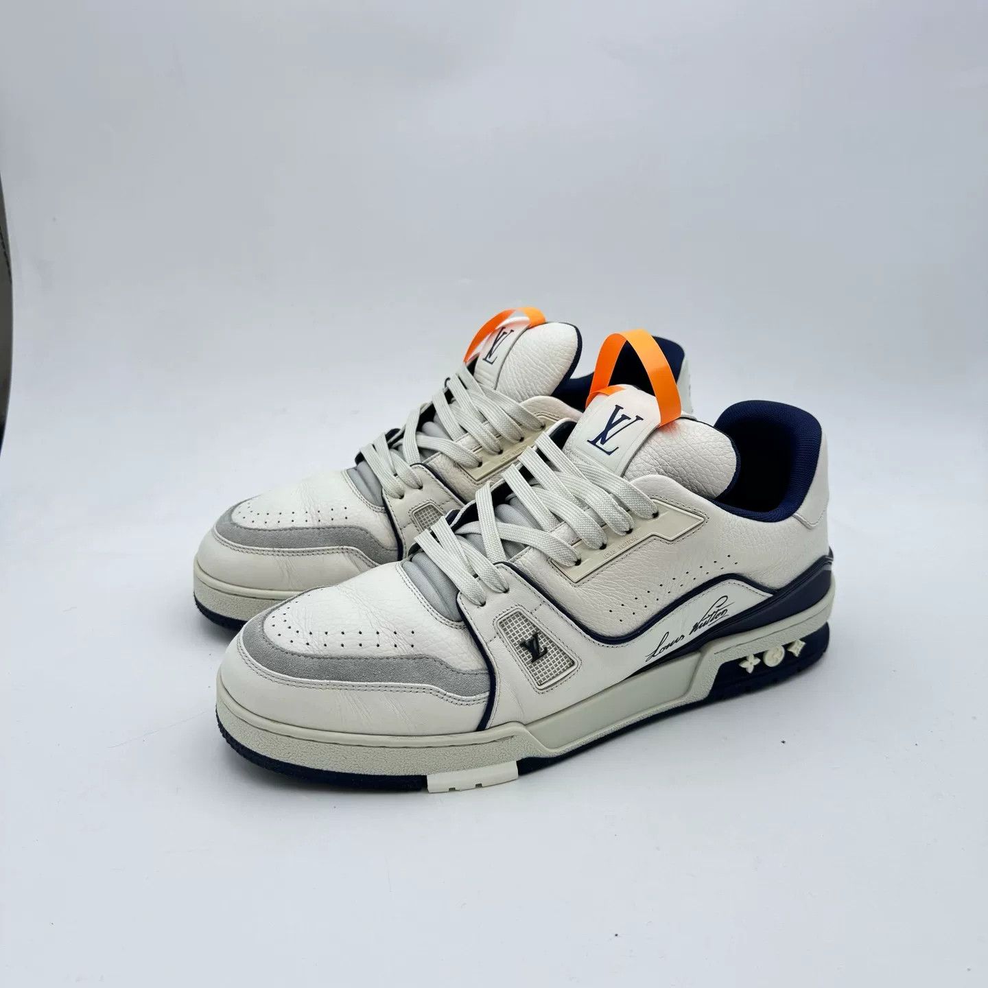 Louis Vuitton LV Trainer White Blue Size 42.5 Size US 9.5 / EU 42-43 - 2 Thumbnail