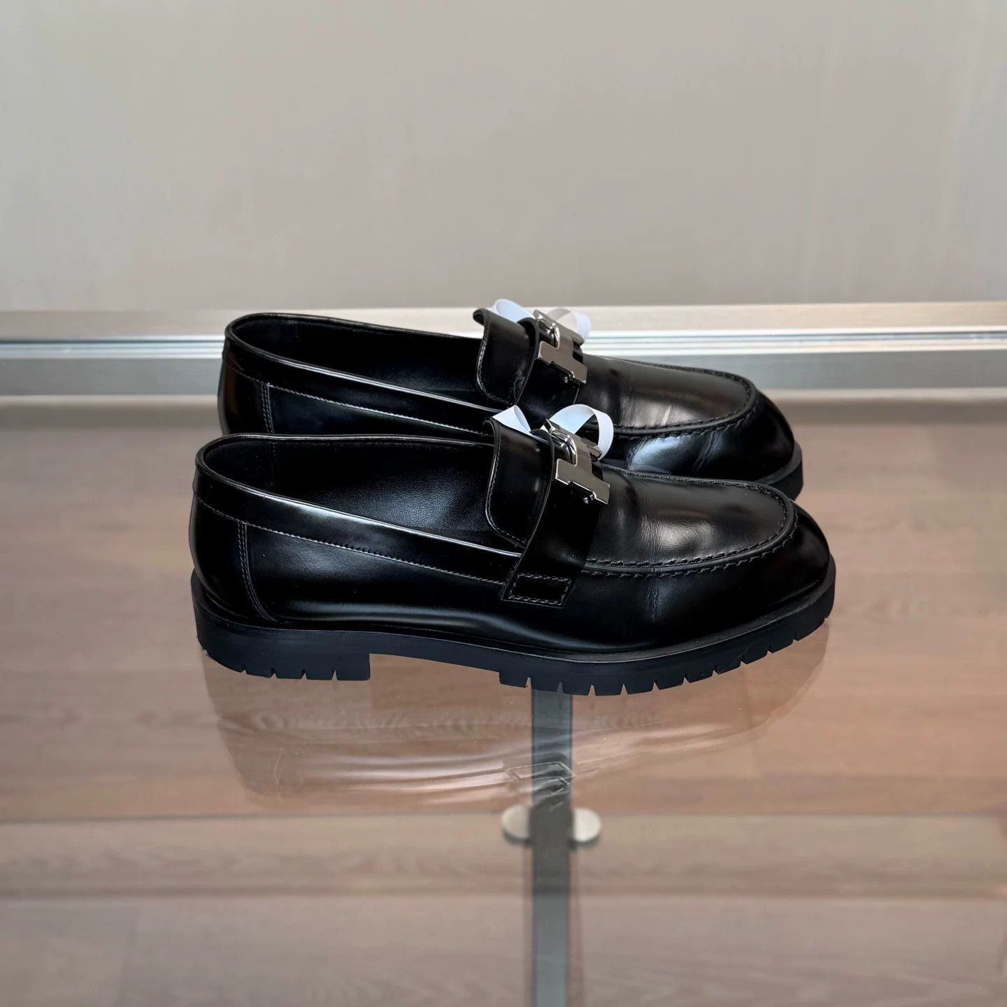 Hermes Hermes Faubourg Black Silver Buckle Loafers Size US 5 / IT 35 - 3 Thumbnail