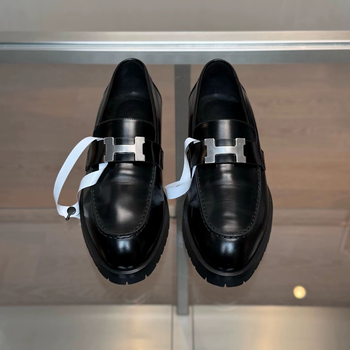 Hermes Hermes Faubourg Black Silver Buckle Loafers Size US 5 / IT 35 - 2 Thumbnail
