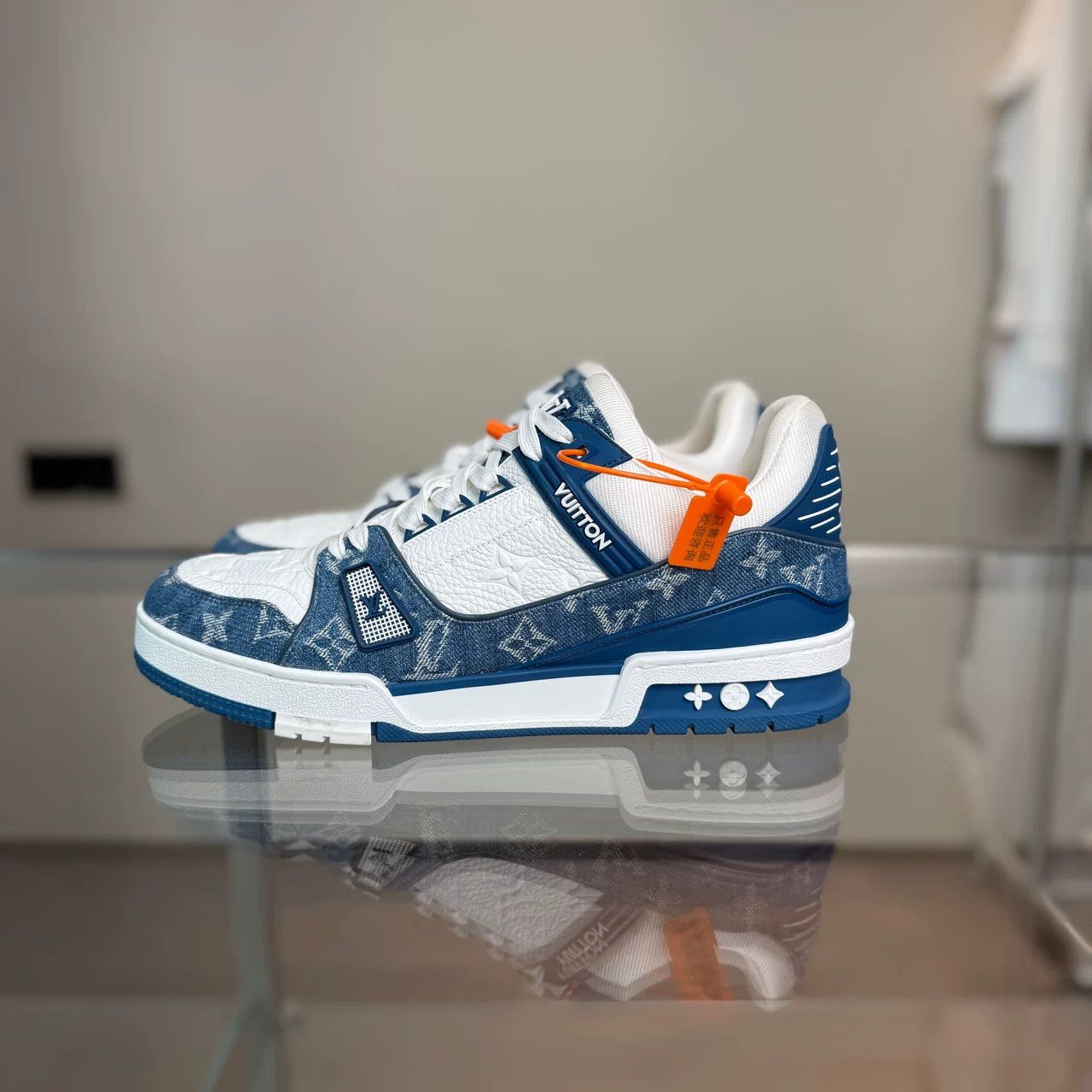 Louis Vuitton Louis Vuitton LV Trainer White Blue Denim Size US 10 / EU 43 - 3 Thumbnail