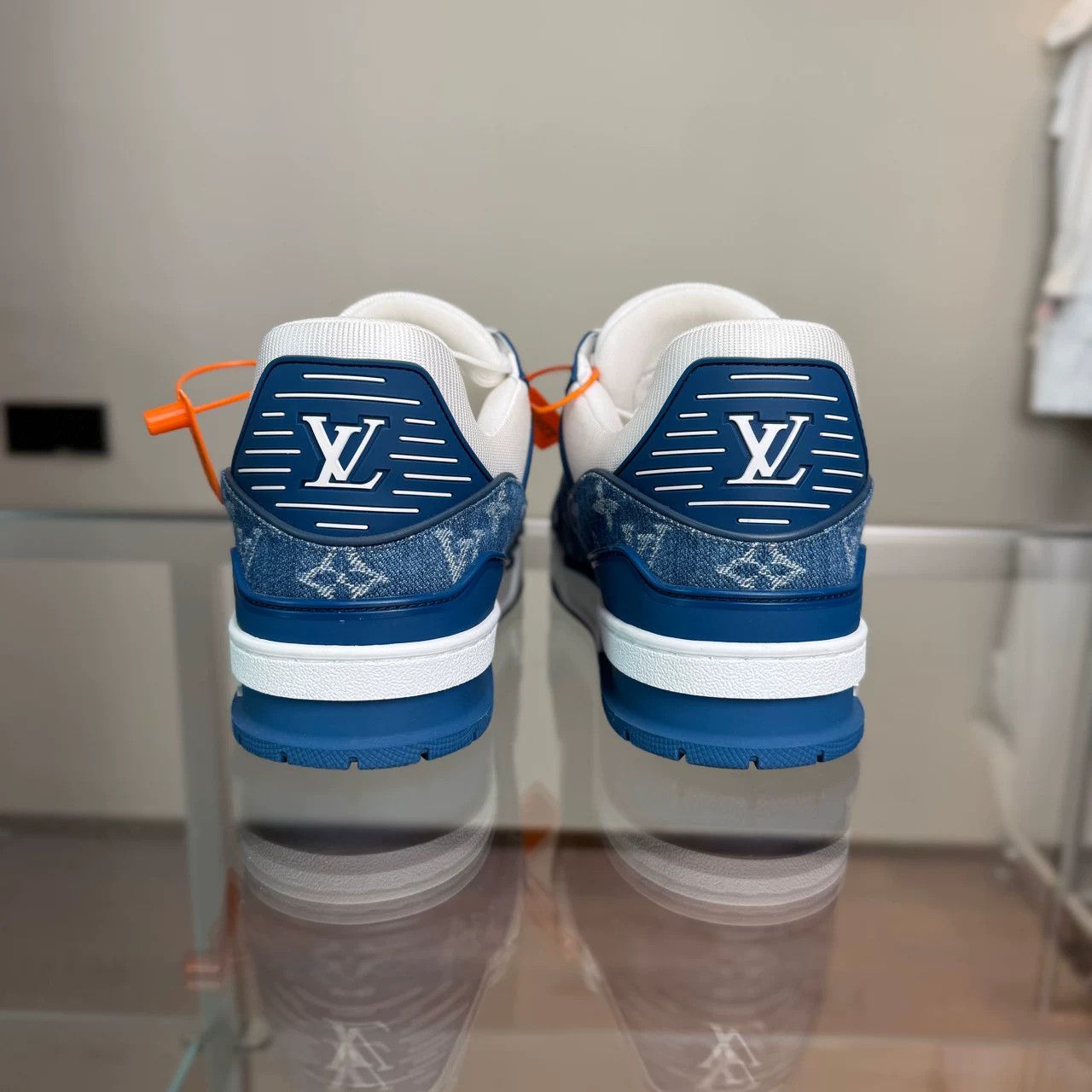 Louis Vuitton Louis Vuitton LV Trainer White Blue Denim Size US 10 / EU 43 - 5 Thumbnail
