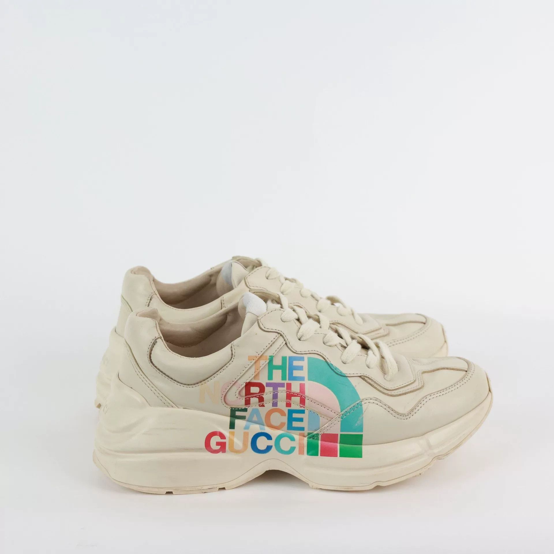 Gucci The North Face x Gucci Leather Low-Top Sneakers Size US 6.5 / EU 39-40 - 3 Thumbnail