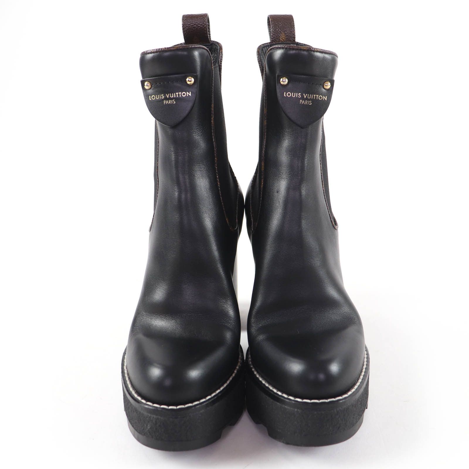 Louis Vuitton Louis Vuitton Louis Vuitton Monogram Leather Short Boots Leather Shoes DUTY FREE for USA Size ONE SIZE - 4 Thumbnail