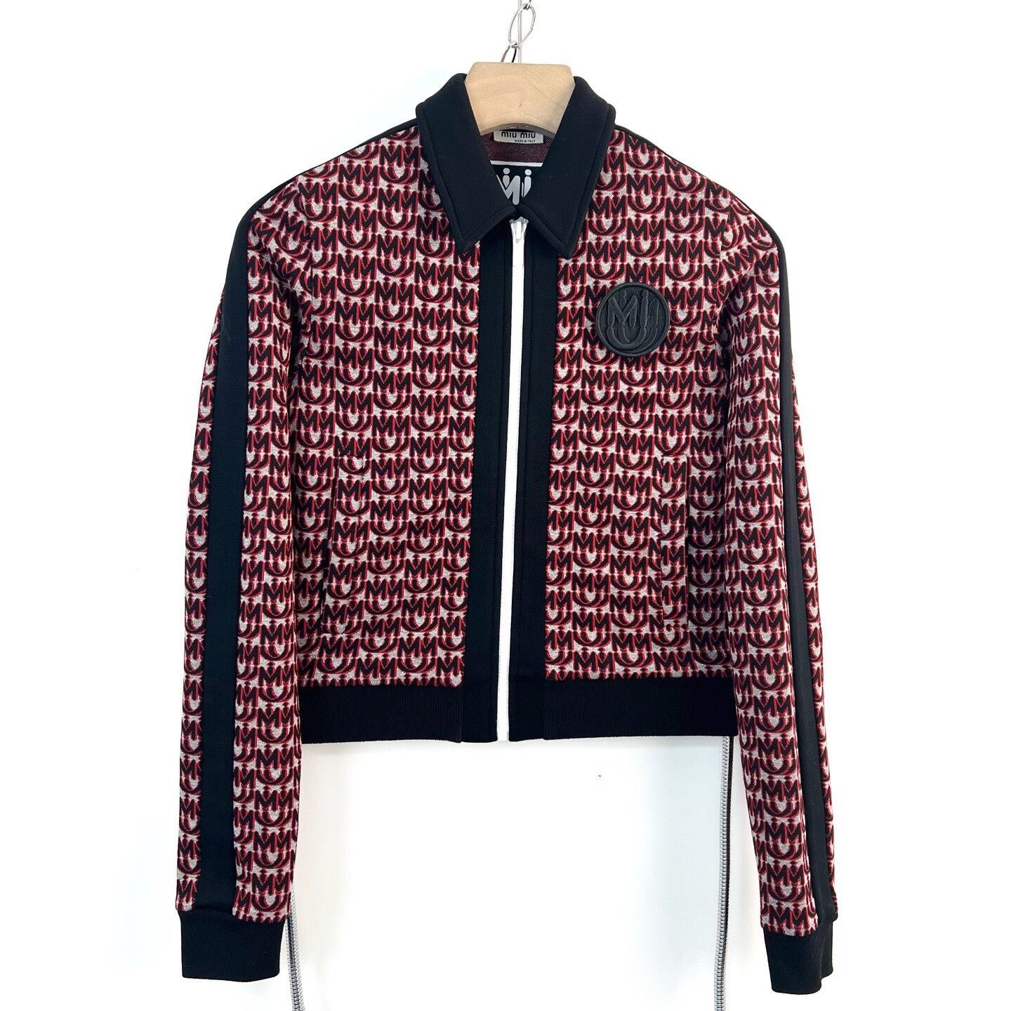 Miu Miu MiuMiu Burgundy Monogram Jacquard Coat Size S / US 4 / IT 40 - 2 Thumbnail