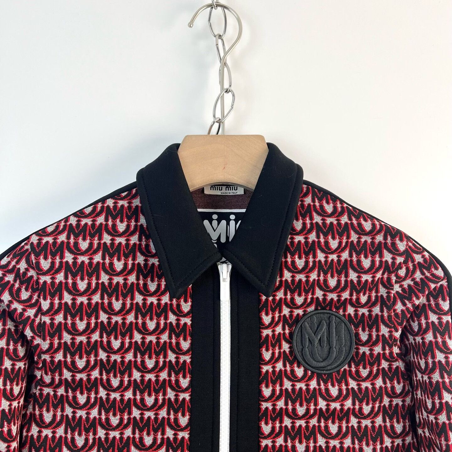 Miu Miu MiuMiu Burgundy Monogram Jacquard Coat Size S / US 4 / IT 40 - 3 Thumbnail