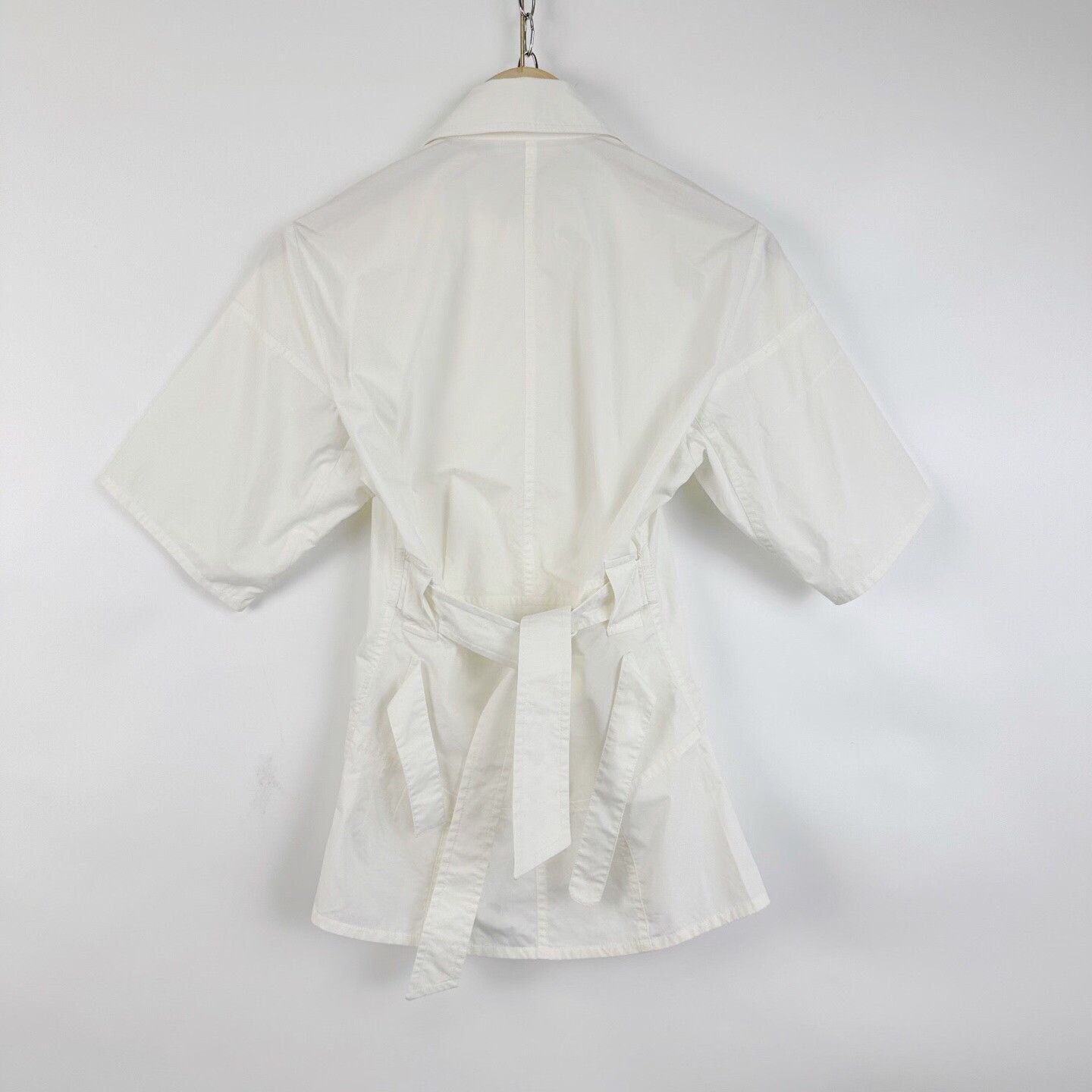 Celine CELINE White Fitted Short-Sleeve Shirt Size XXS / US 00 / IT 34 - 2 Thumbnail