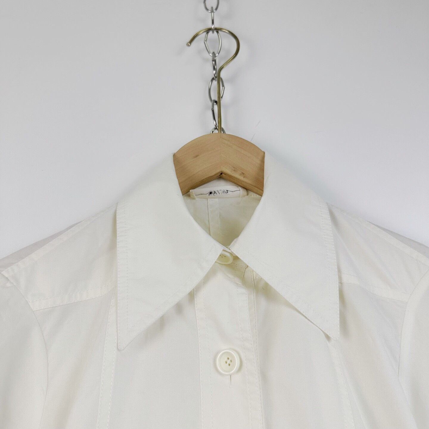 Celine CELINE White Fitted Short-Sleeve Shirt Size XXS / US 00 / IT 34 - 3 Thumbnail