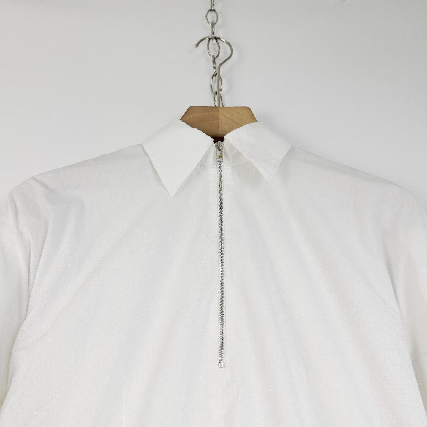 Celine Celine Women's White Stand Collar Zipper Shirt Size XS / US 0-2 / IT 36-38 - 3 Thumbnail