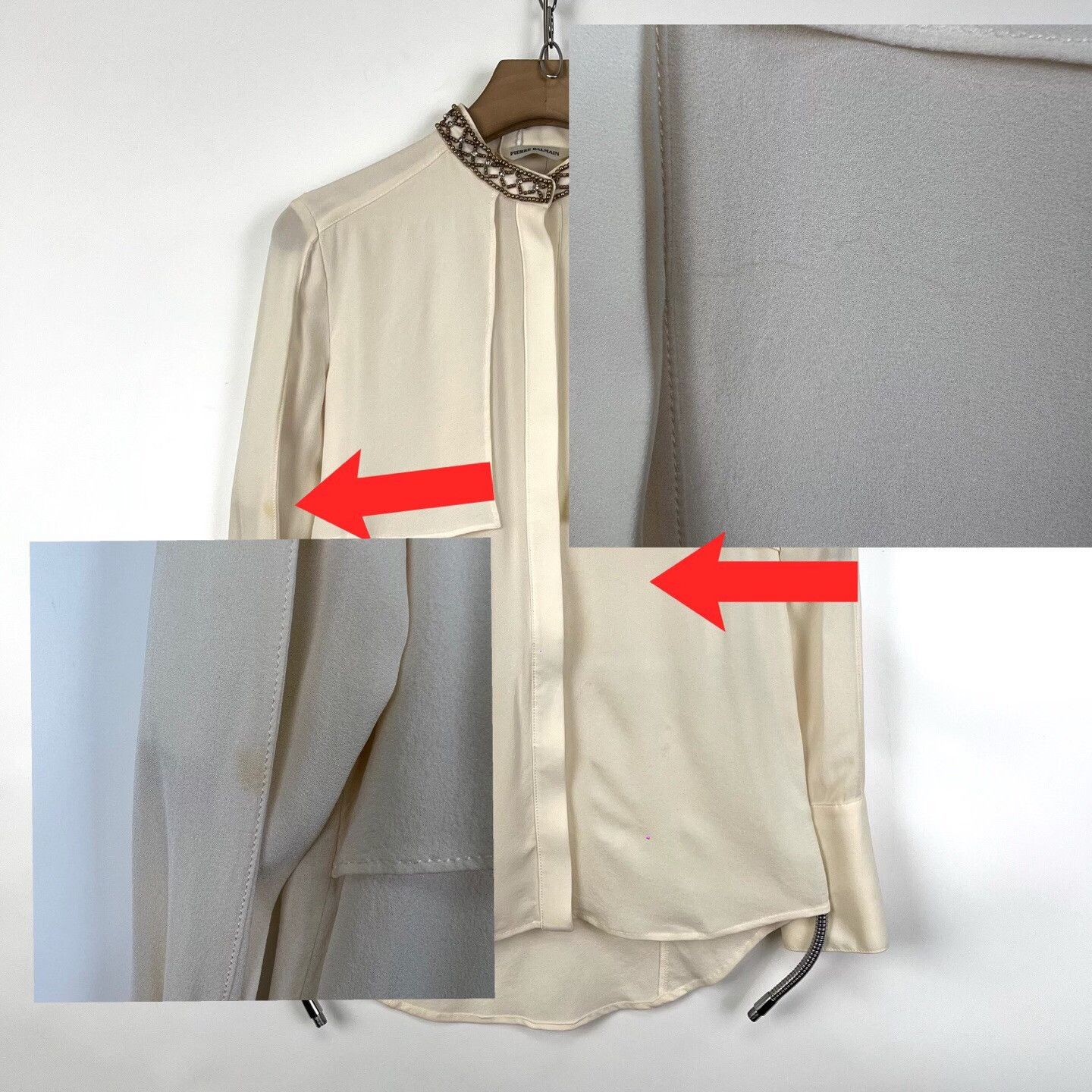 Balmain Balmain Silk Beaded Collar Long Sleeve Shirt Size XS / US 0-2 / IT 36-38 - 7 Thumbnail