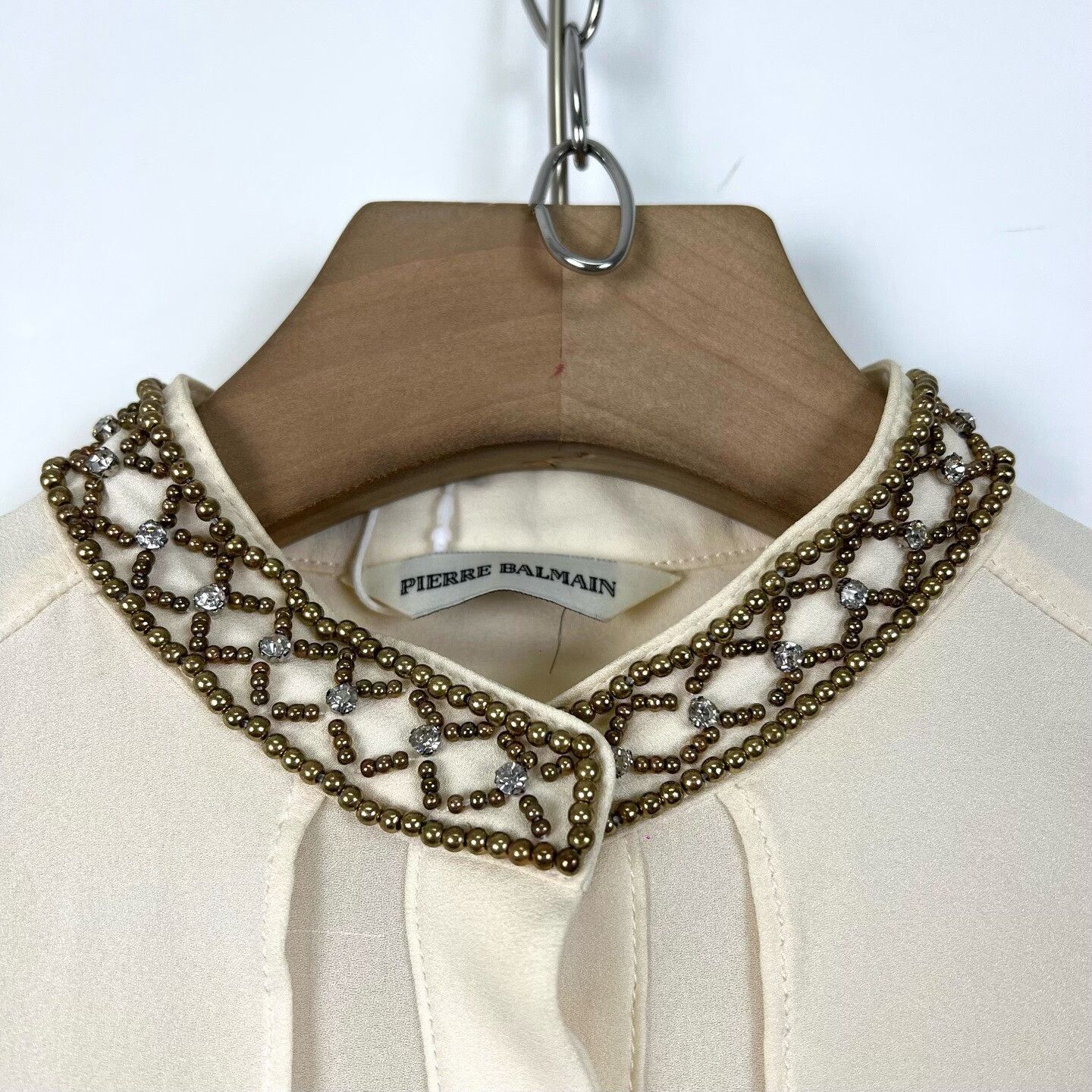 Balmain Balmain Silk Beaded Collar Long Sleeve Shirt Size XS / US 0-2 / IT 36-38 - 3 Thumbnail