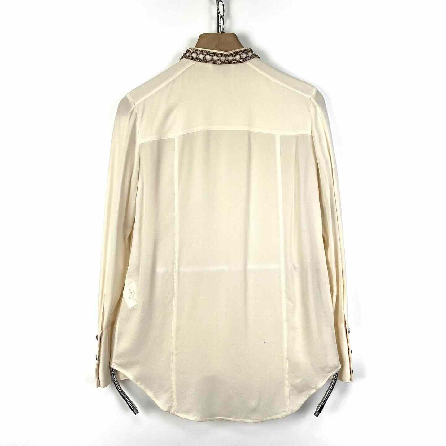 Balmain Balmain Silk Beaded Collar Long Sleeve Shirt Size XS / US 0-2 / IT 36-38 - 2 Thumbnail