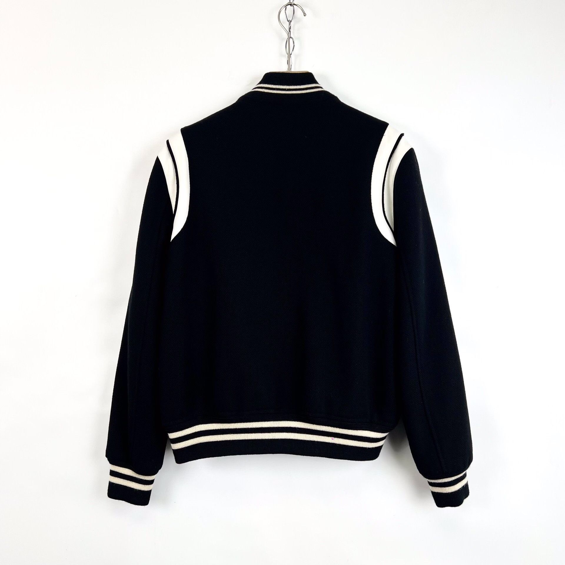 Saint Laurent Paris Saint Laurent Black Leather Panel Baseball Jacket Size US L / EU 52-54 / 3 - 2 Thumbnail