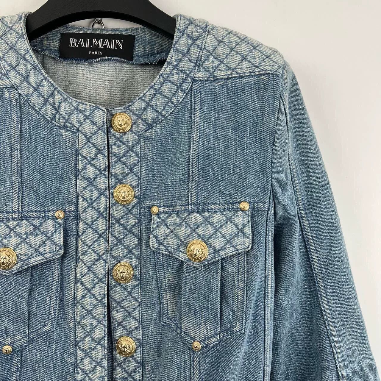 Balmain Balmain Washed Blue Gold Button Short Denim Jacket Size S / US 4 / IT 40 - 4 Thumbnail