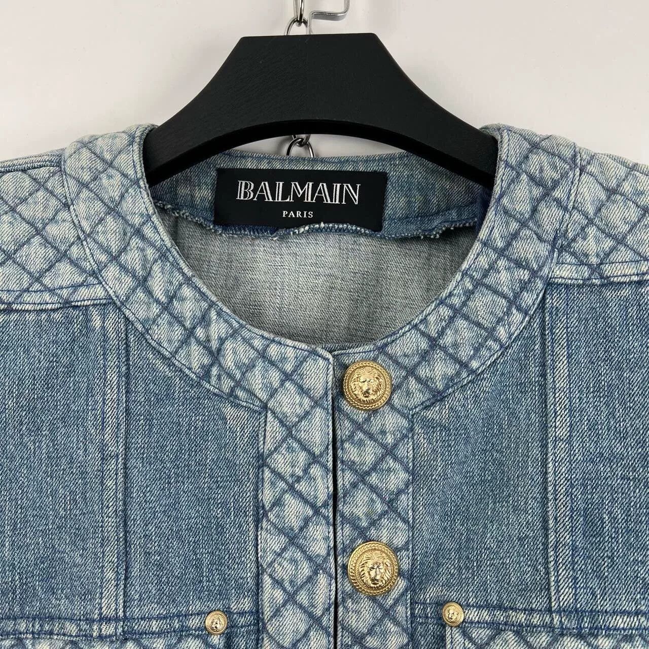 Balmain Balmain Washed Blue Gold Button Short Denim Jacket Size S / US 4 / IT 40 - 5 Thumbnail