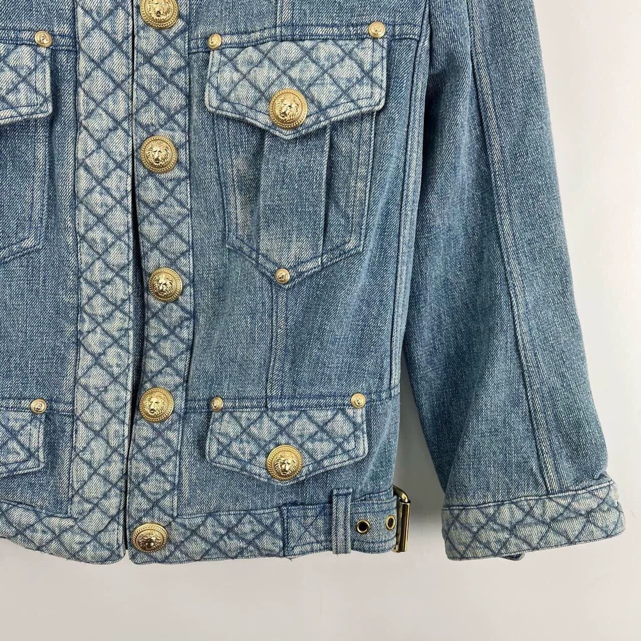 Balmain Balmain Washed Blue Gold Button Short Denim Jacket Size S / US 4 / IT 40 - 6 Thumbnail