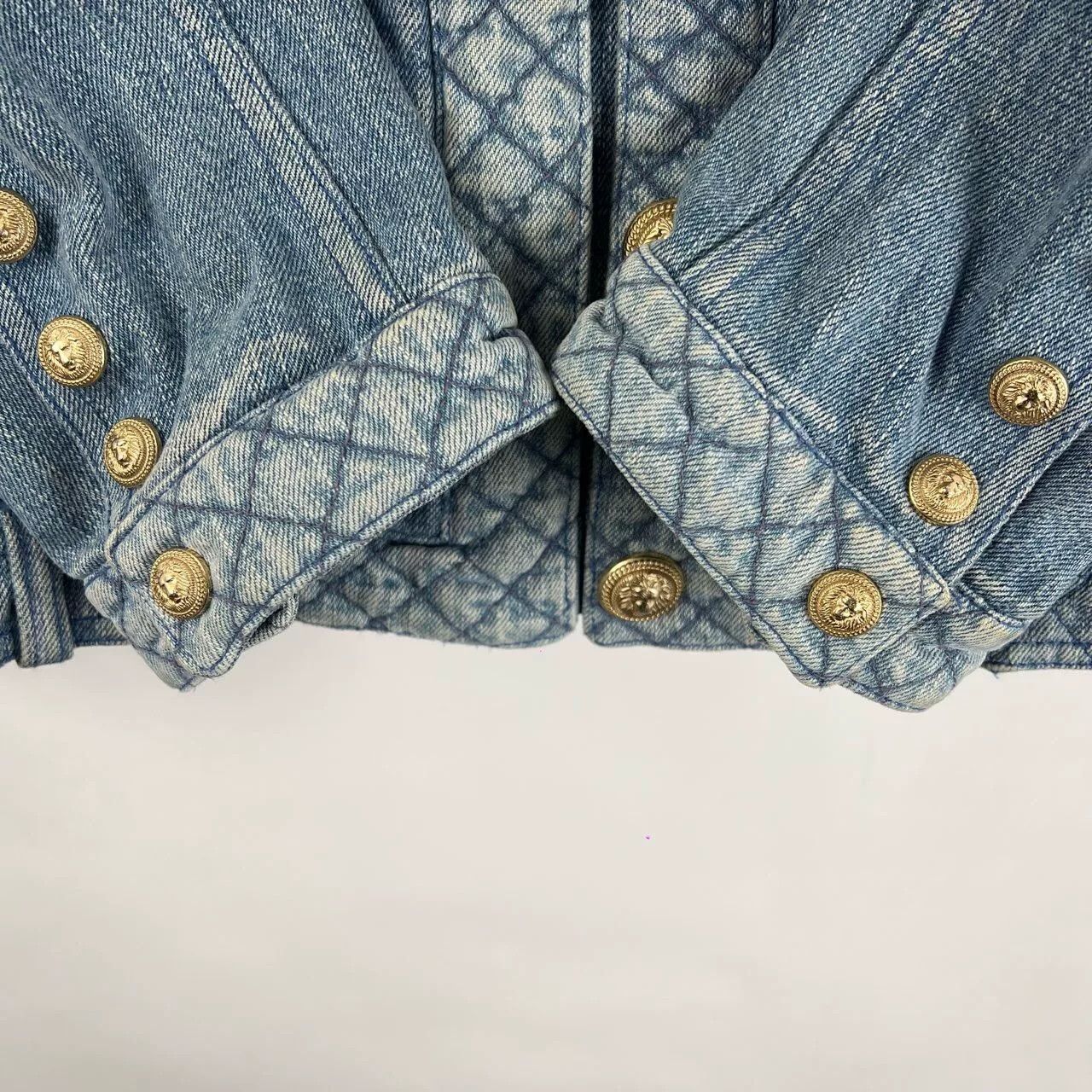 Balmain Balmain Washed Blue Gold Button Short Denim Jacket Size S / US 4 / IT 40 - 7 Thumbnail
