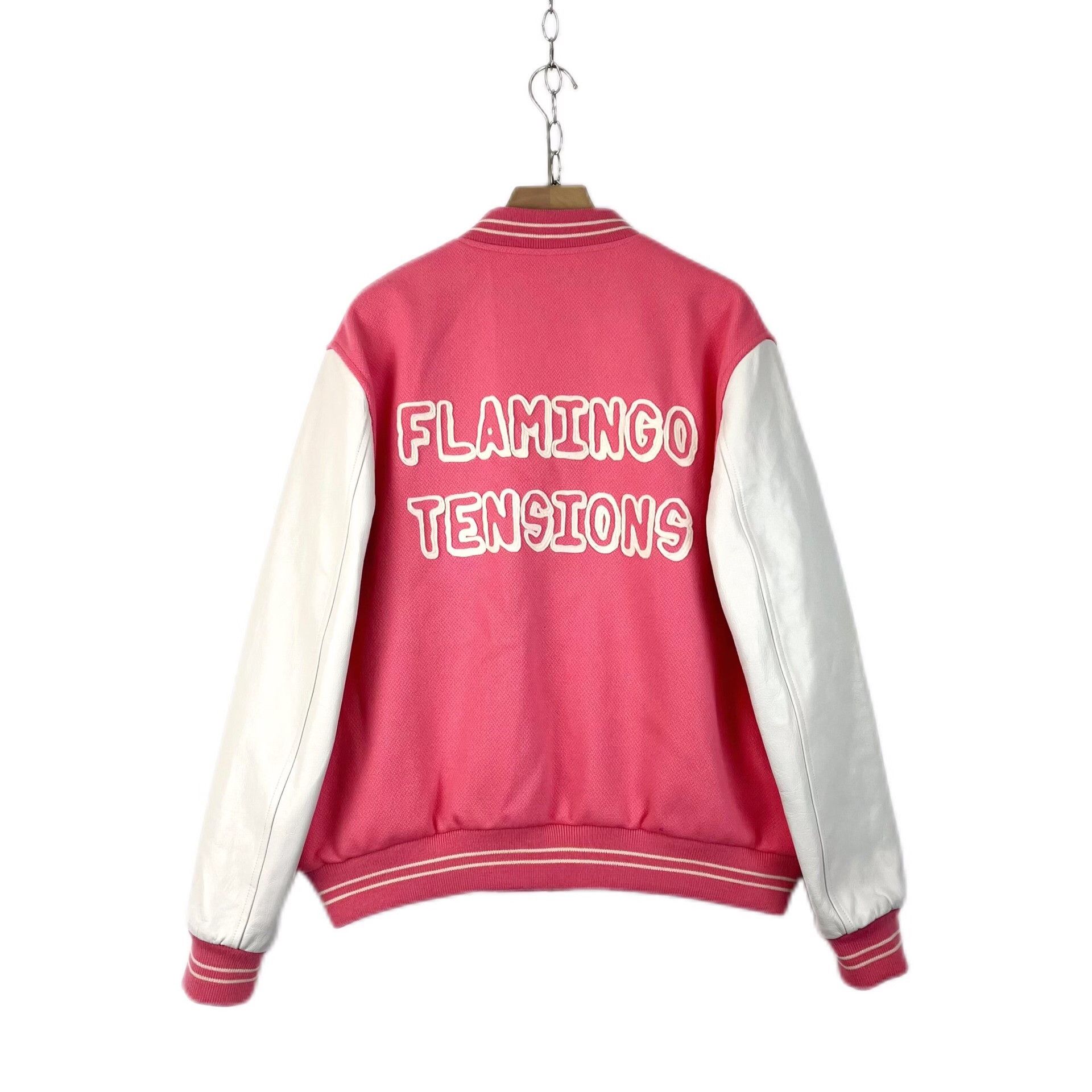 Celine Celine Pink White Leather Baseball Jacket Size XL / US 12-14 / IT 48-50 - 2 Thumbnail