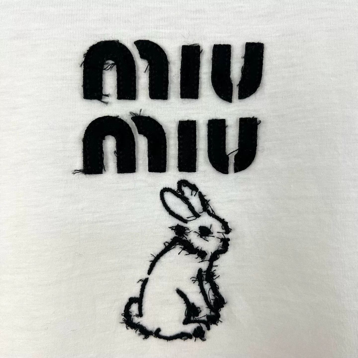 Miu Miu Miu Miu White Embroidered Rabbit Logo Tee Size S / US 4 / IT 40 - 4 Thumbnail
