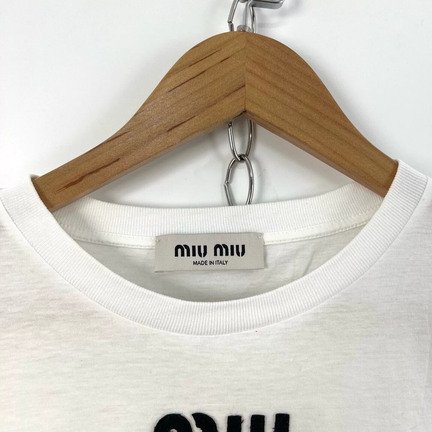 Miu Miu Miu Miu White Embroidered Rabbit Logo Tee Size S / US 4 / IT 40 - 3 Thumbnail