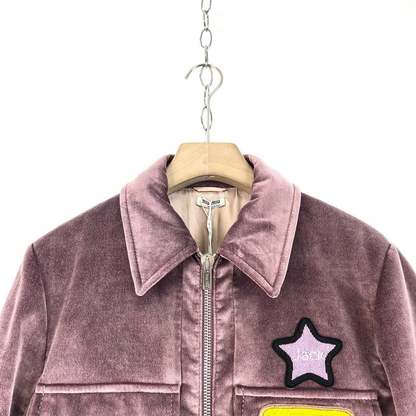 Miu Miu Miu Miu Pink-Purple Beaded Logo Velvet Coat Size M / US 6-8 / IT 42-44 - 3 Thumbnail
