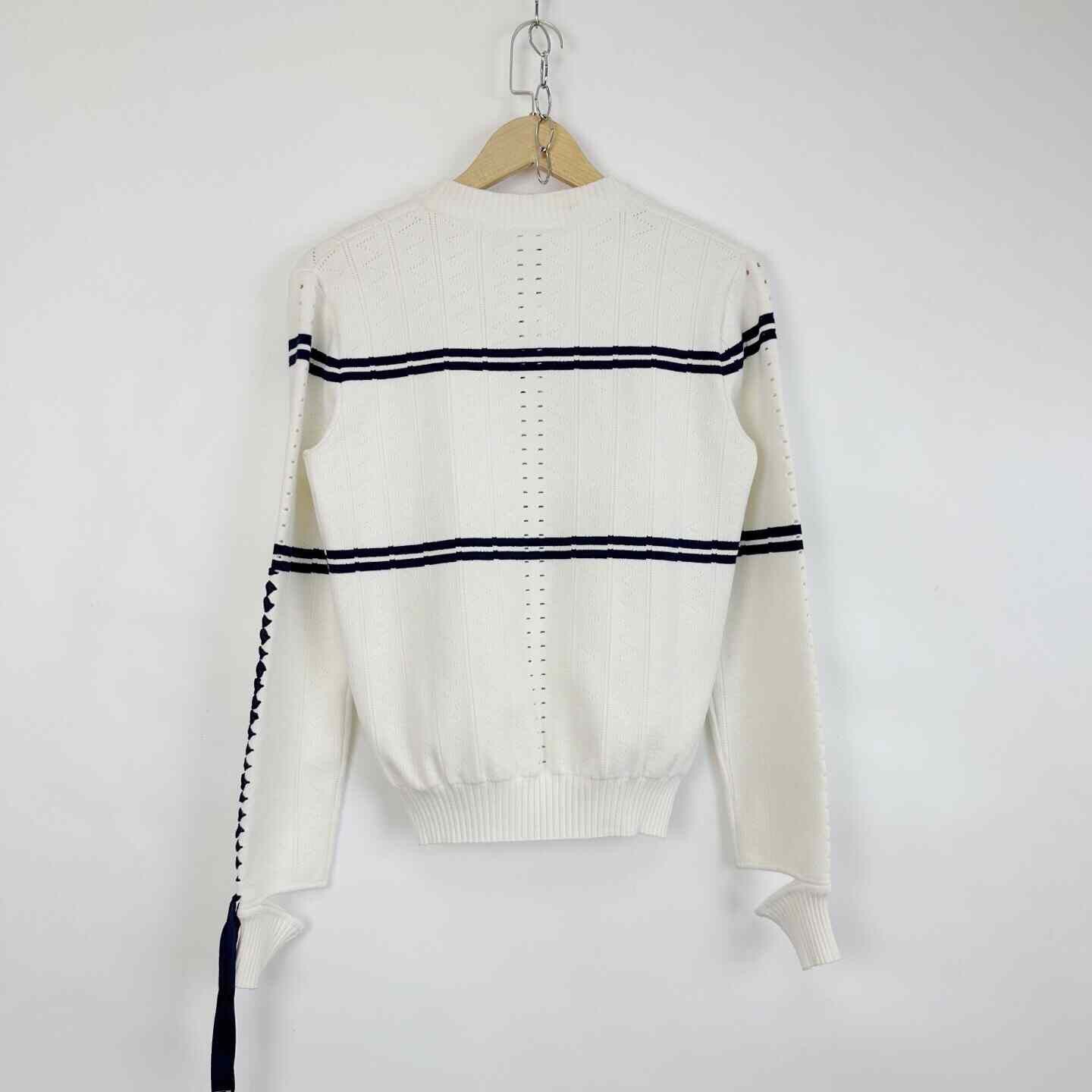 Fendi Fendi White Bow Tie Sailor Sweater Size M / US 6-8 / IT 42-44 - 2 Thumbnail