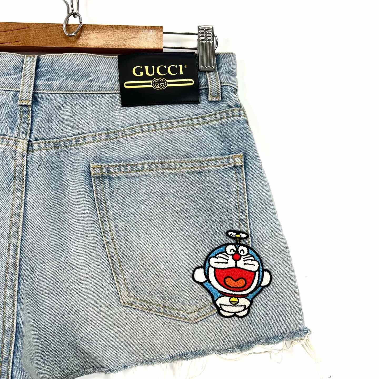 Gucci Gucci x Doraemon Blue Cartoon Embroidery Denim Shorts Size 28" / US 6 / IT 42 - 5 Thumbnail