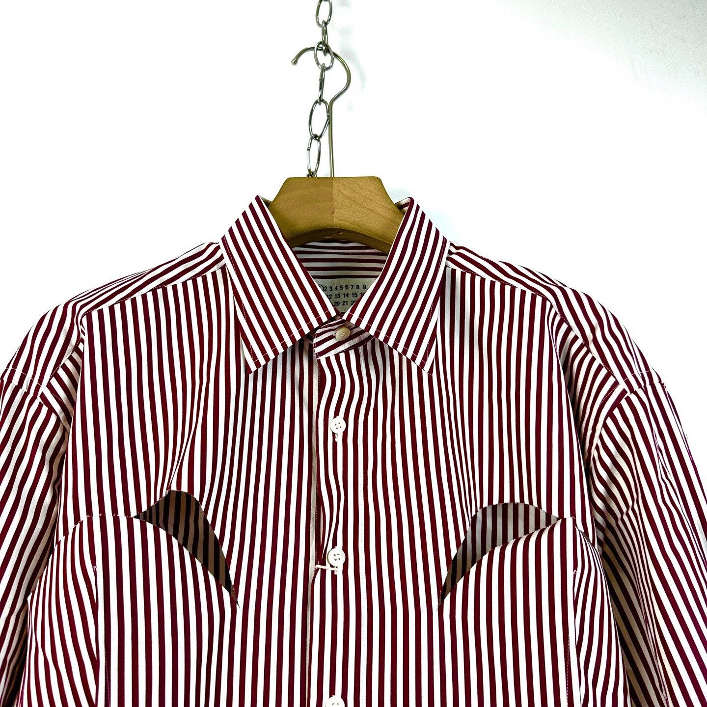 MM6 MM6 Maison Margiela Red White Striped Distressed Shirt Size US XXS / EU 40 - 3 Thumbnail