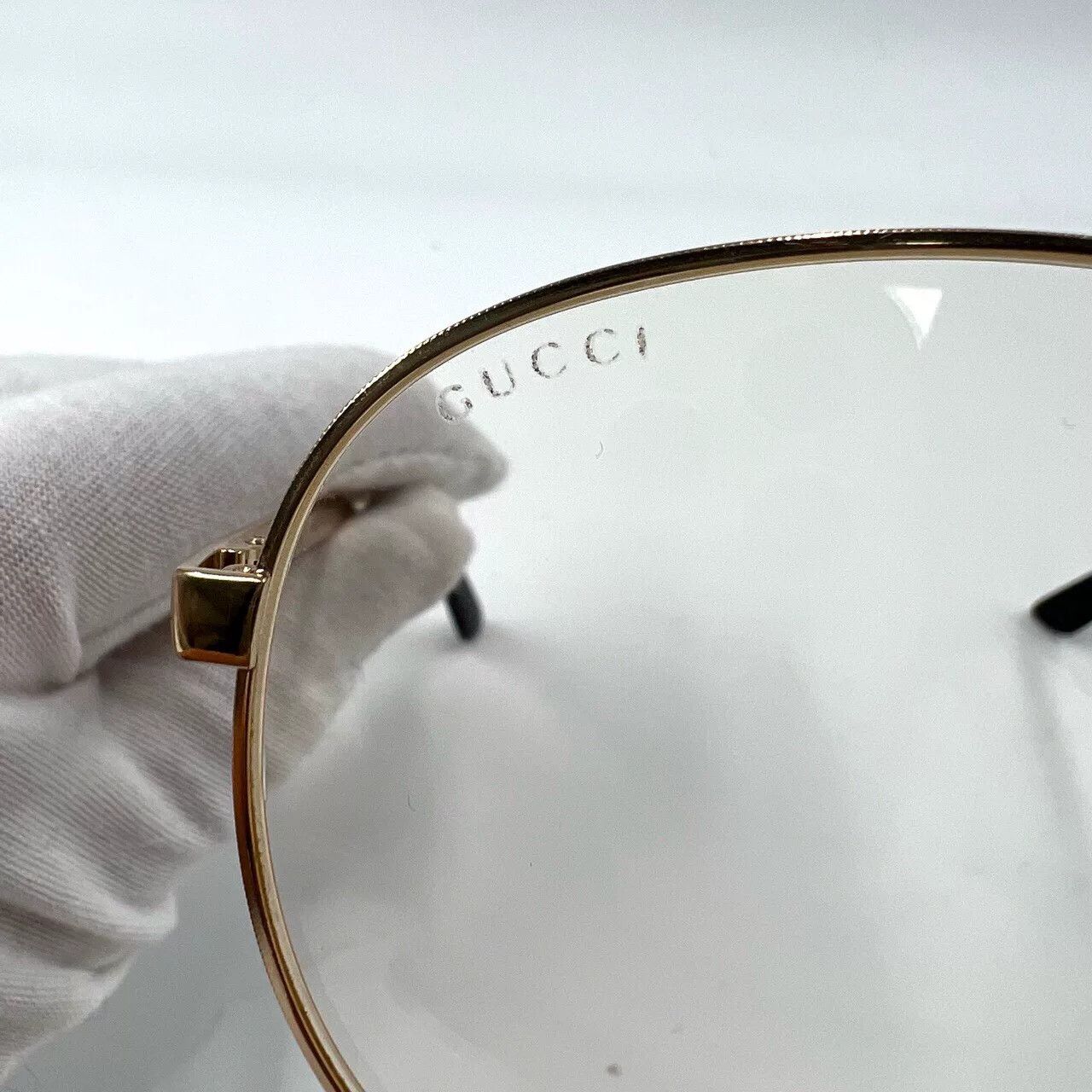 Gucci Gucci Gold Metal Frame Plain Glasses Size ONE SIZE - 3 Thumbnail