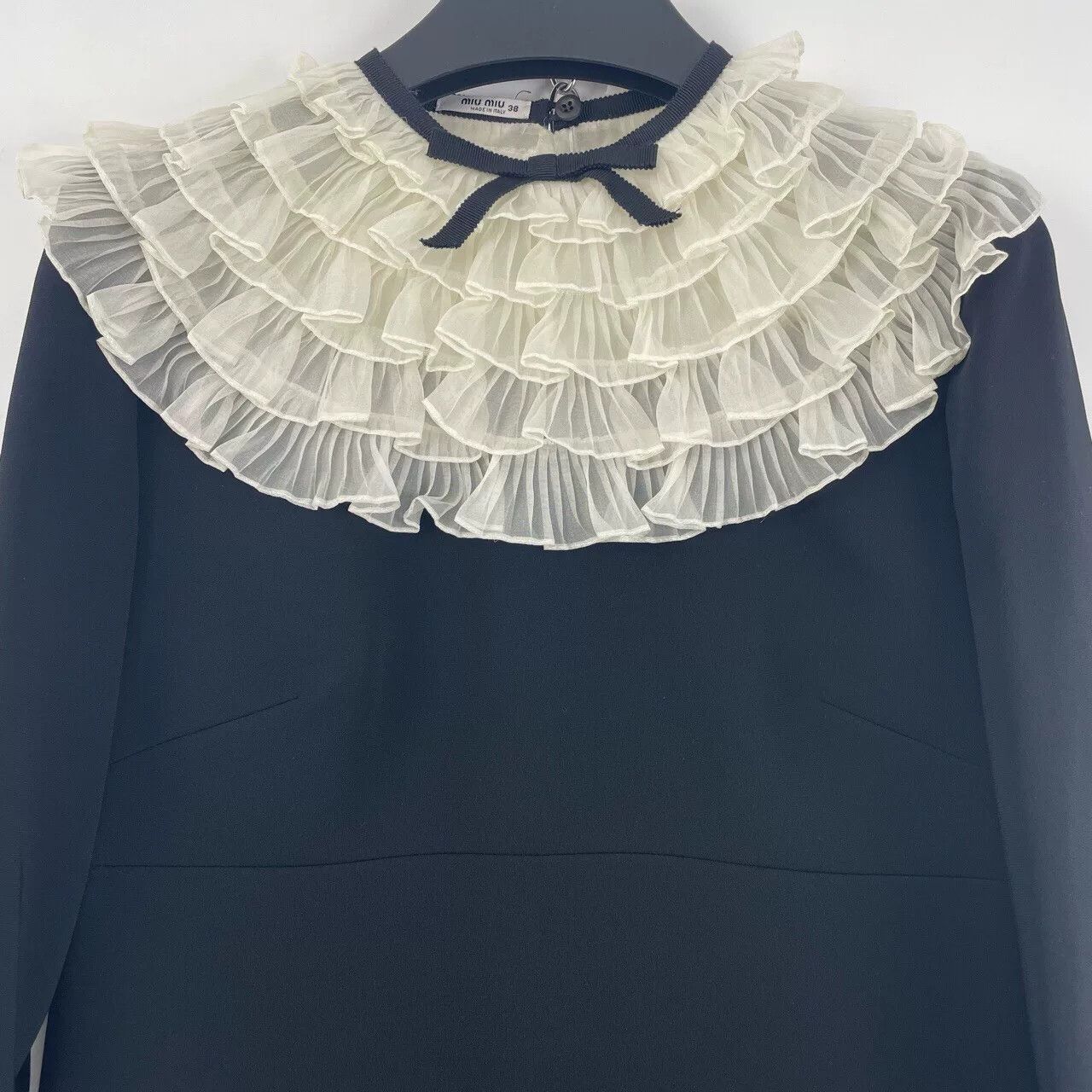 Miu Miu Miumiu Black Tiered Lace Dress Size S / US 4 / IT 40 - 5 Thumbnail