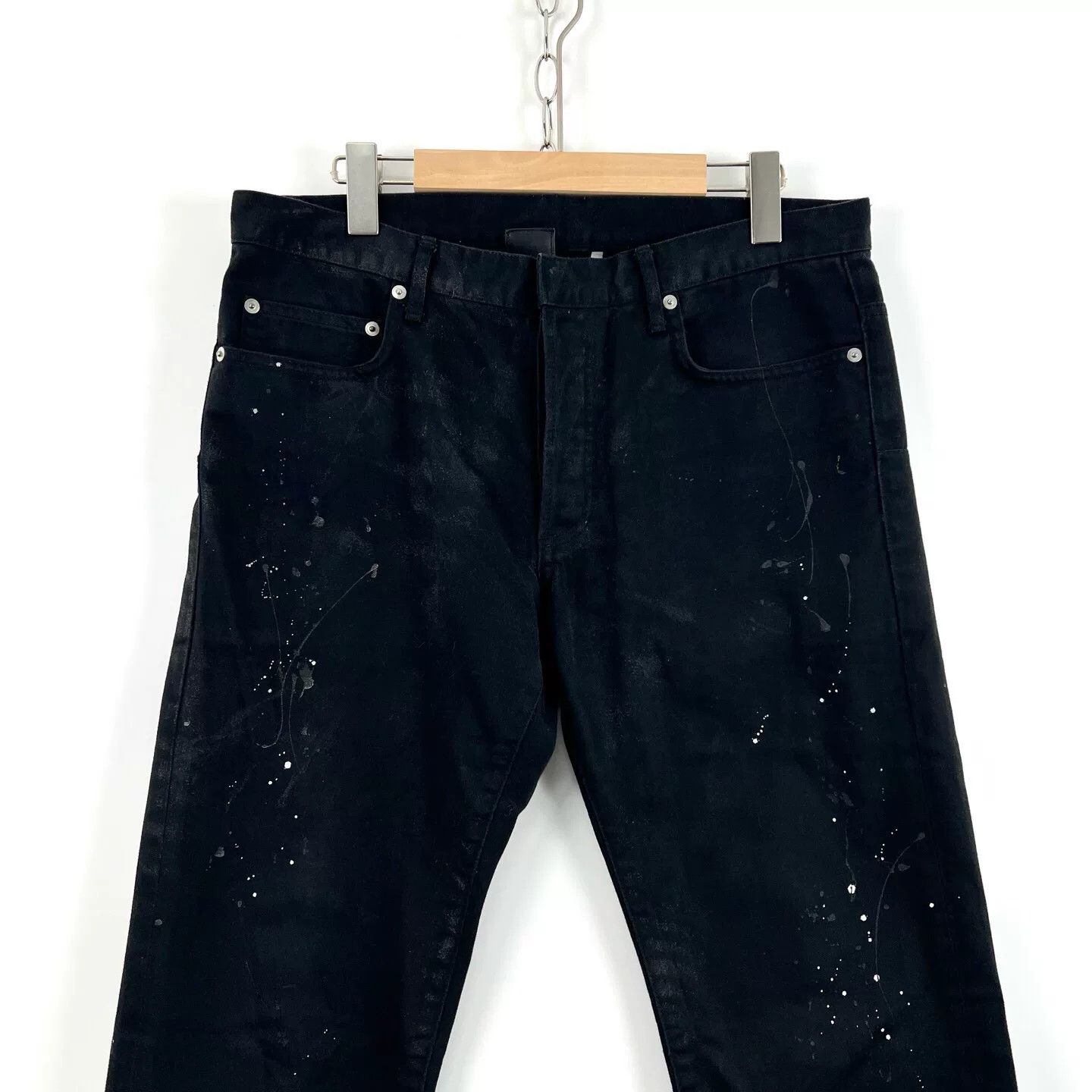 Dior Dior Black Splatter Distressed Denim Pants Size US 33 - 3 Thumbnail