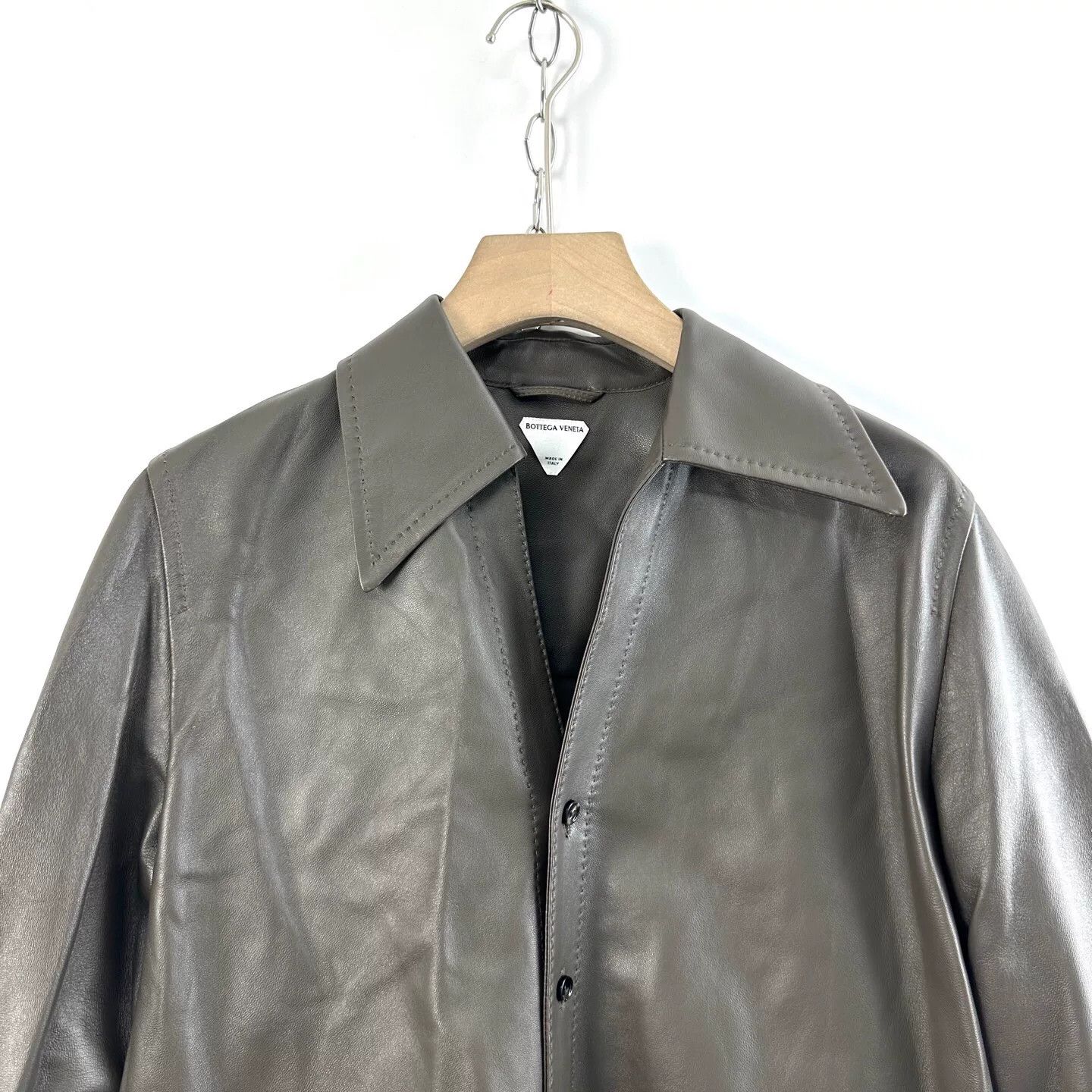 Bottega Veneta Bottega Veneta Women's V-Neck Leather Coat Size XS / US 0-2 / IT 36-38 - 3 Thumbnail