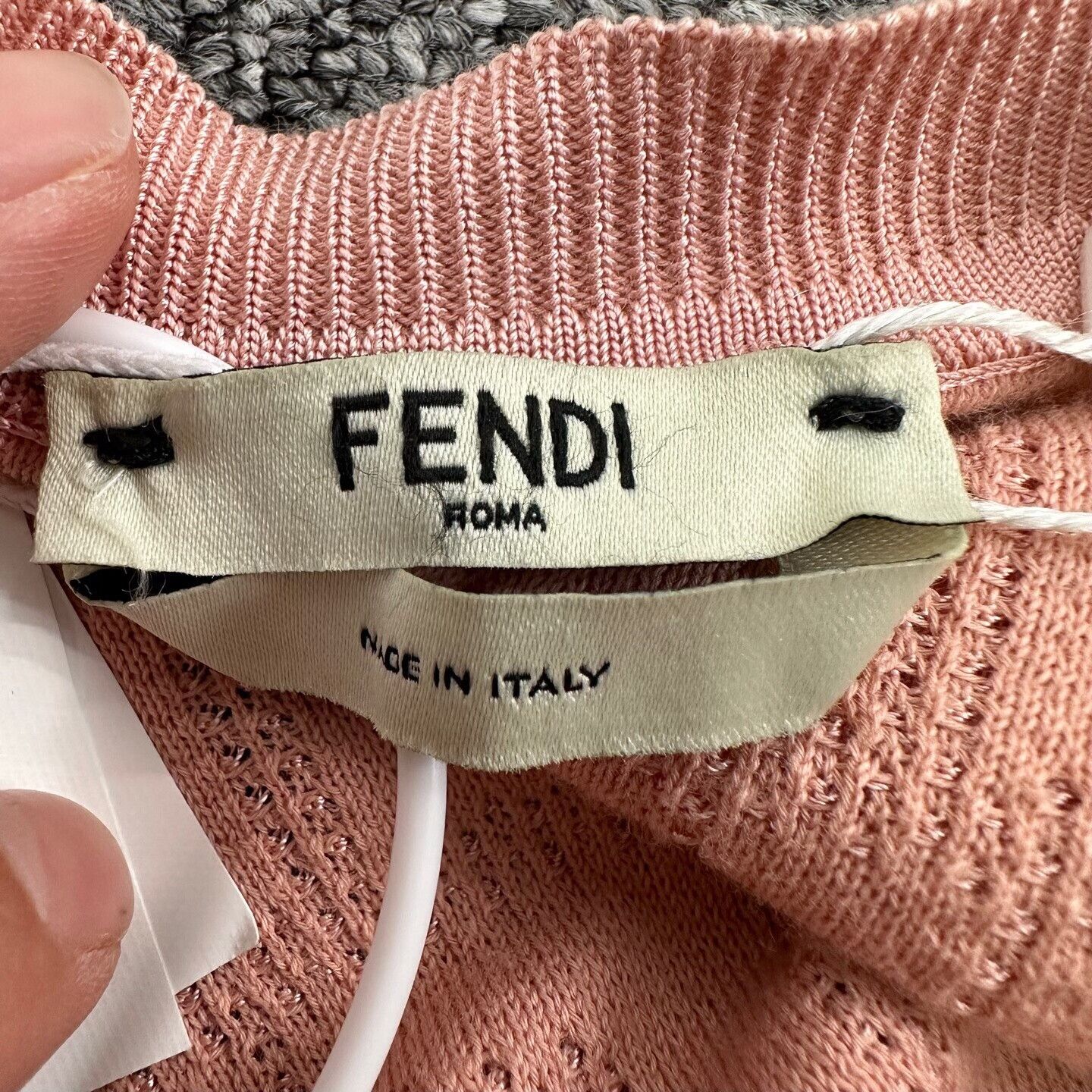 Fendi Fendi Pink Double F Embossed Logo Knit Short Sleeve Size XS / US 0-2 / IT 36-38 - 4 Thumbnail