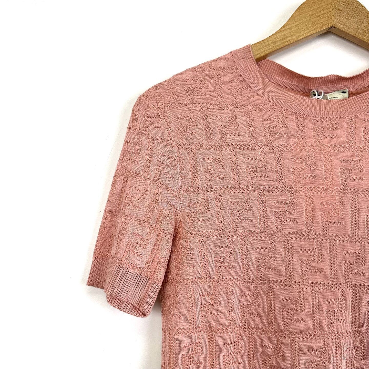 Fendi Fendi Pink Double F Embossed Logo Knit Short Sleeve Size XS / US 0-2 / IT 36-38 - 5 Thumbnail