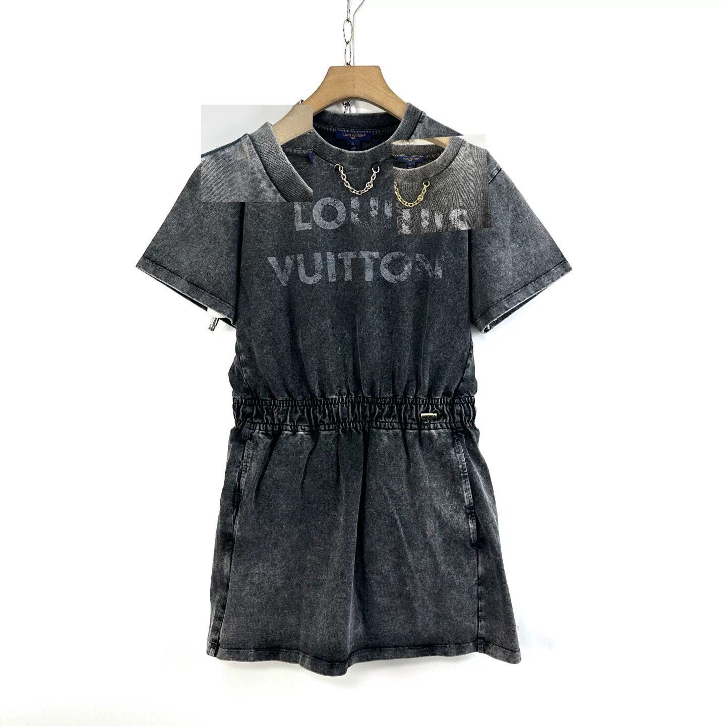 Louis Vuitton Louis Vuitton Grey Washed Distressed Waist-Cinched Dress Size S / US 4 / IT 40 - 6 Thumbnail