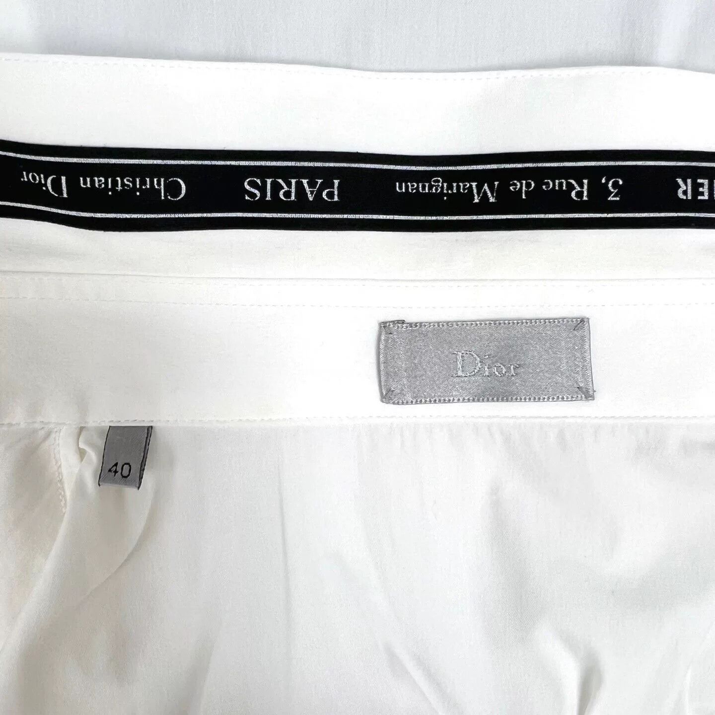 Dior Dior White Collar Slogan Long-Sleeve Shirt Size US XXS / EU 40 - 4 Thumbnail