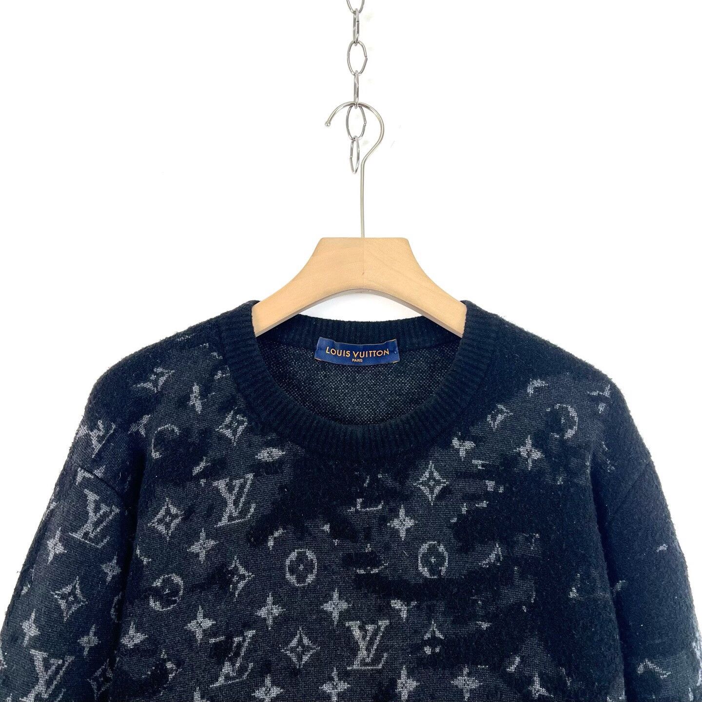 Louis Vuitton Louis Vuitton Black All-Over Print Wool Sweater Size US XL / EU 56 / 4 - 3 Thumbnail