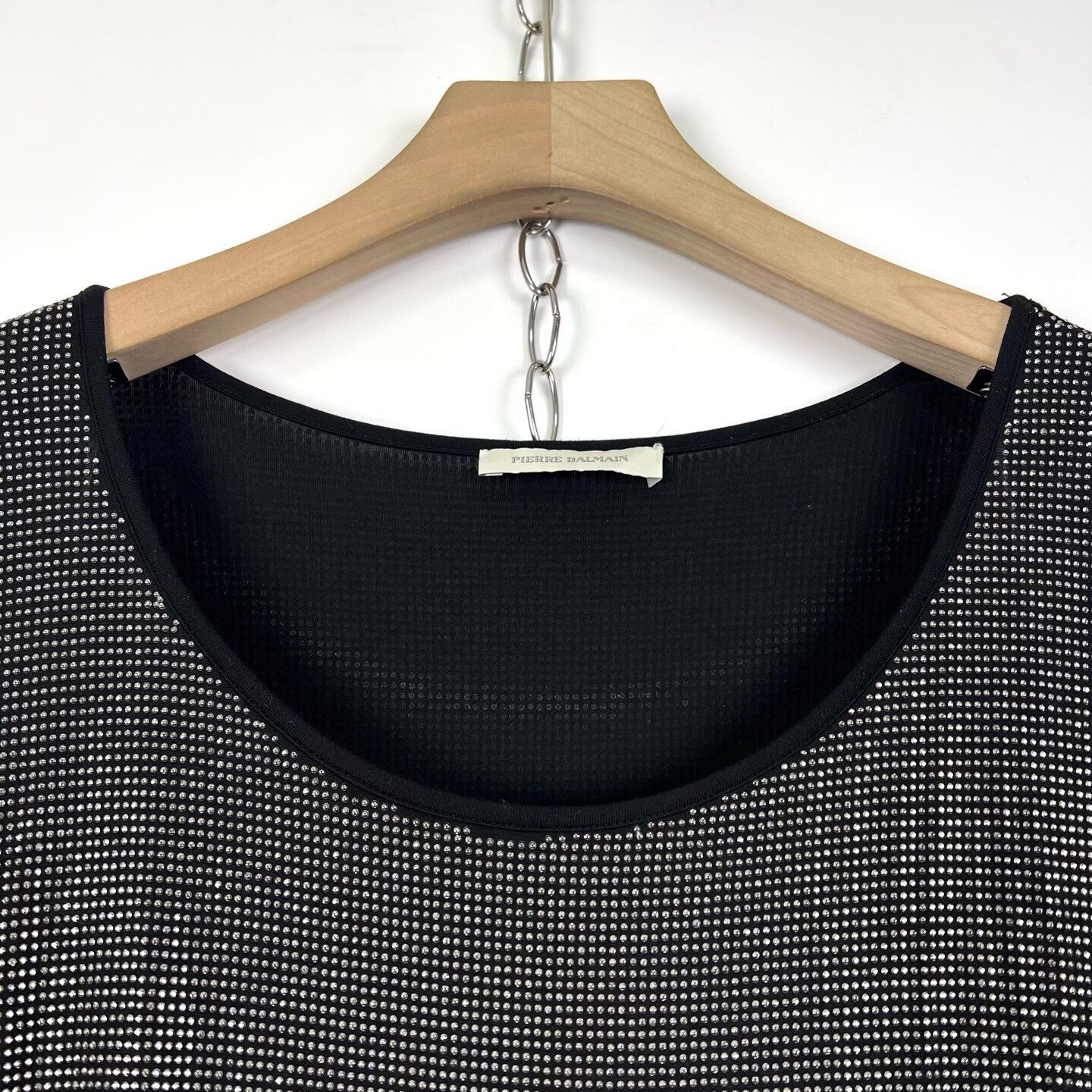 Balmain Balmain Black Crystal Crew Neck Loose Top Size M / US 6-8 / IT 42-44 - 3 Thumbnail