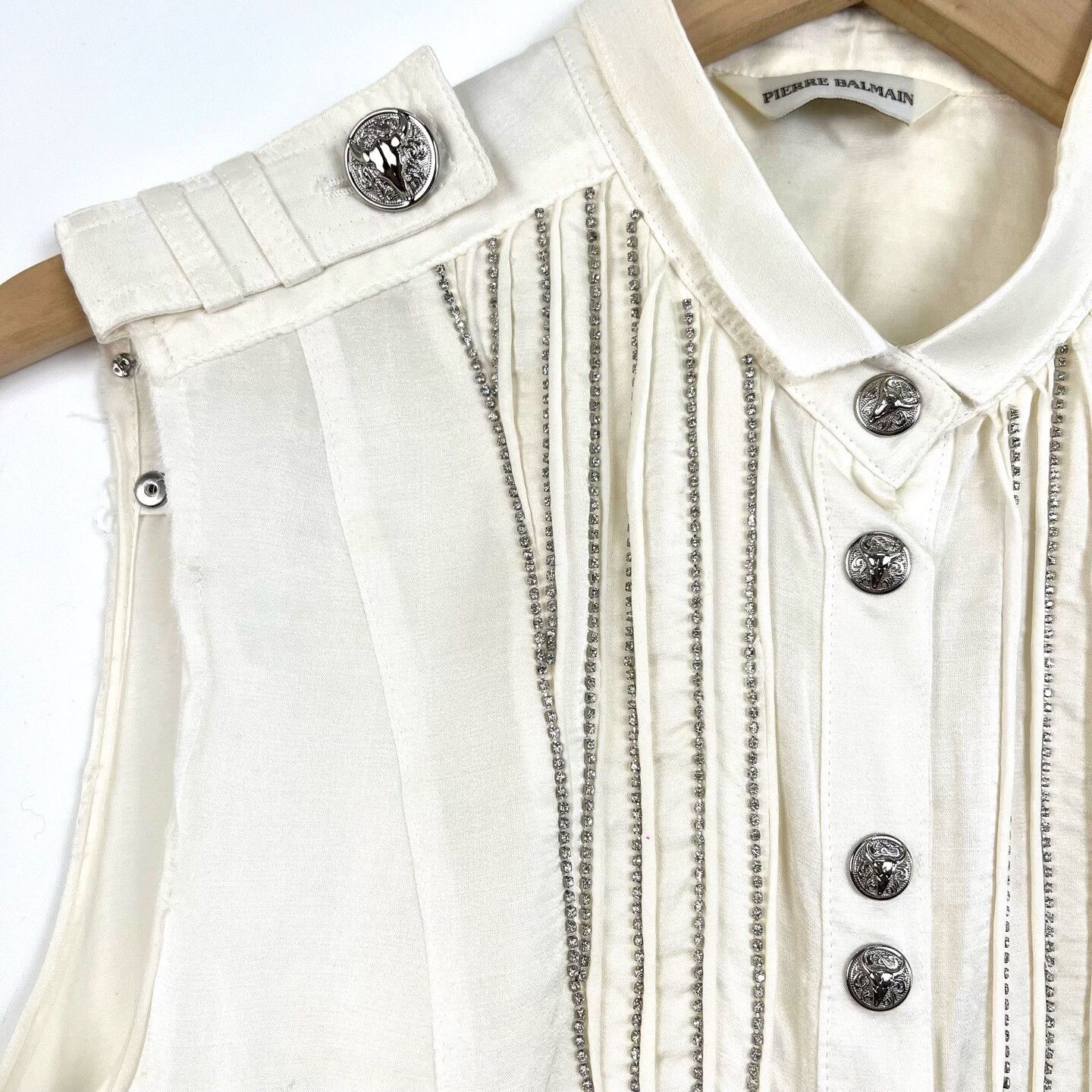 Balmain Balmain White Ox Head Buckle Sleeveless Cotton Top Size XS / US 0-2 / IT 36-38 - 5 Thumbnail