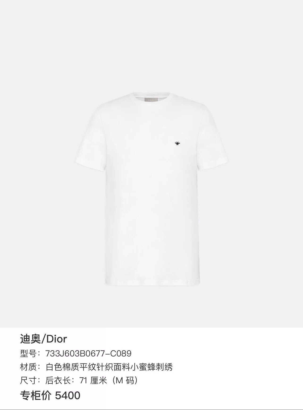 Dior Dior White Short-Sleeve T-Shirt with Bee Embroidery Size XS / US 0-2 / IT 36-38 - 7 Thumbnail