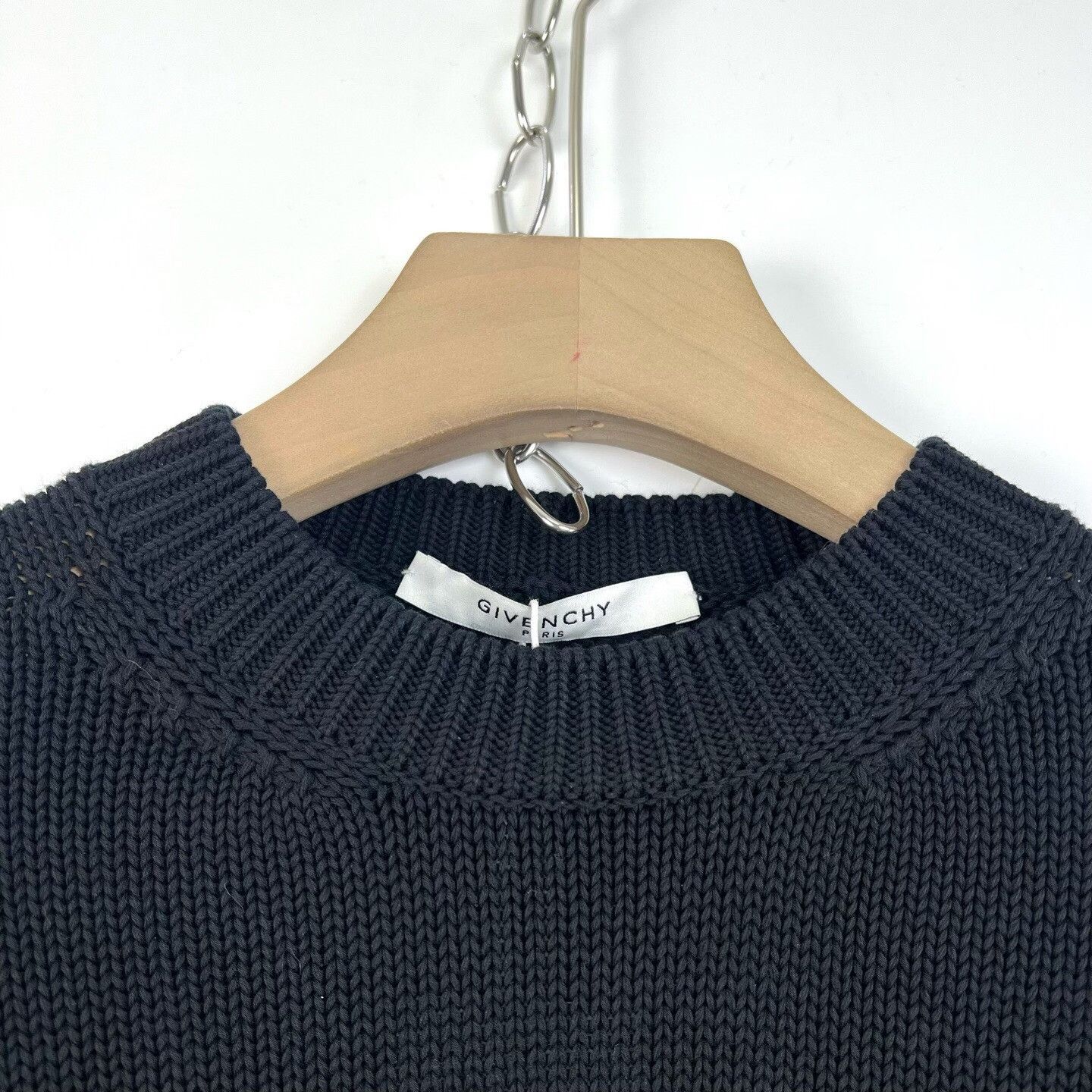 Givenchy Givenchy Black Distressed Logo Destroyed Knit Sweater Size US S / EU 44-46 / 1 - 3 Thumbnail