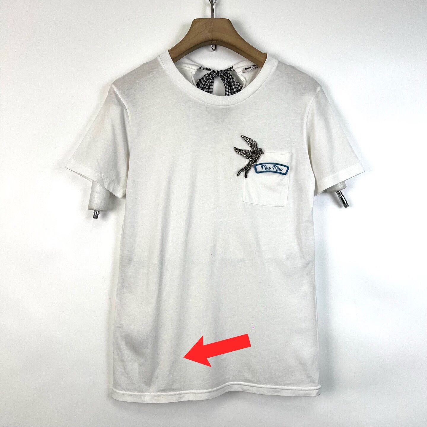 Miu Miu MiuMiu White Logo Embroidered Bow Short Sleeve T-shirt Size M / US 6-8 / IT 42-44 - 7 Thumbnail