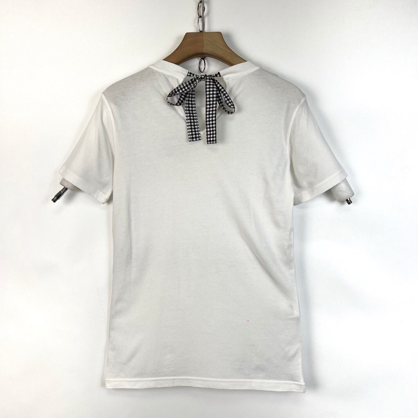 Miu Miu MiuMiu White Logo Embroidered Bow Short Sleeve T-shirt Size M / US 6-8 / IT 42-44 - 2 Thumbnail