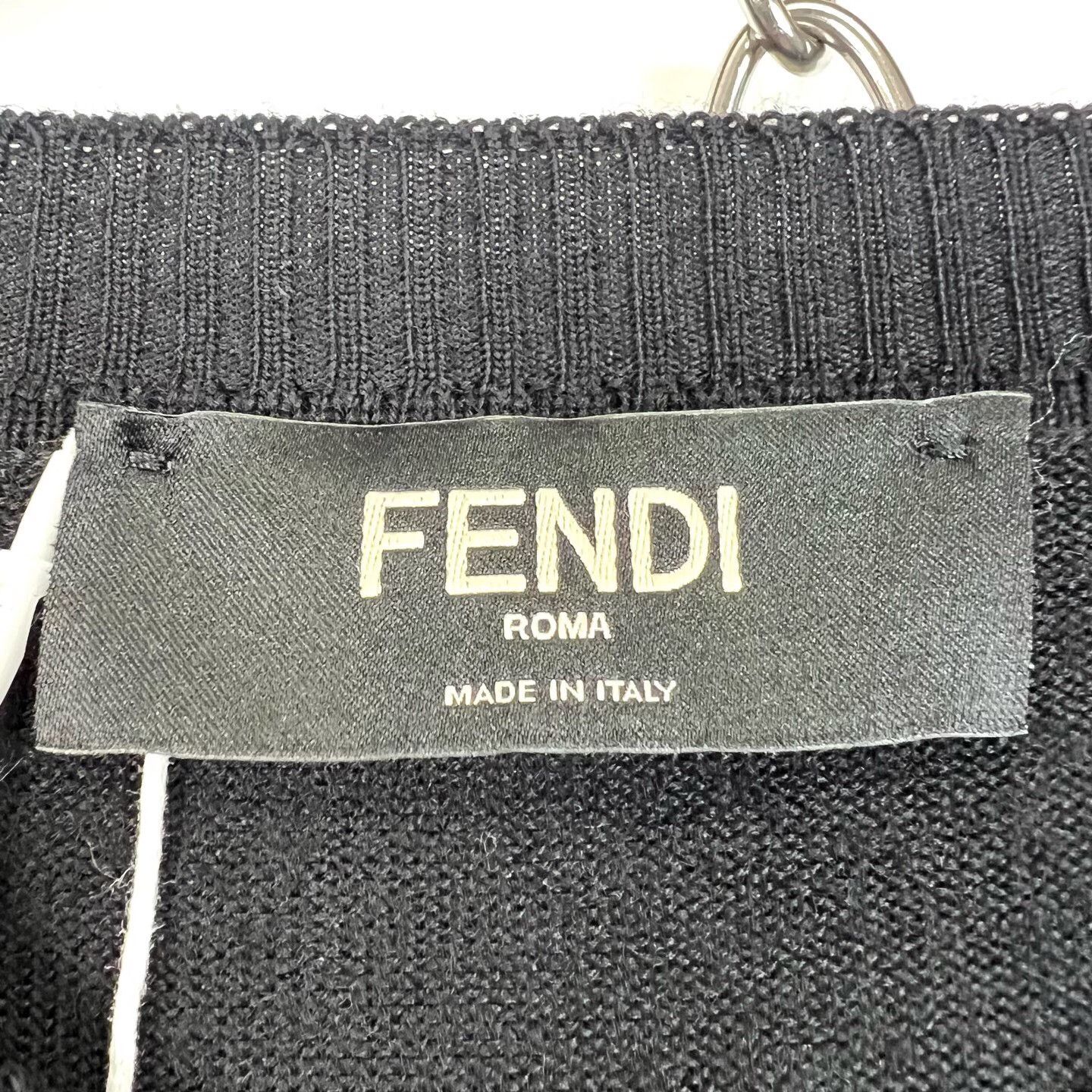Fendi Fendi Black Logo Embroidered Crewneck Sweater Size US L / EU 52-54 / 3 - 4 Thumbnail
